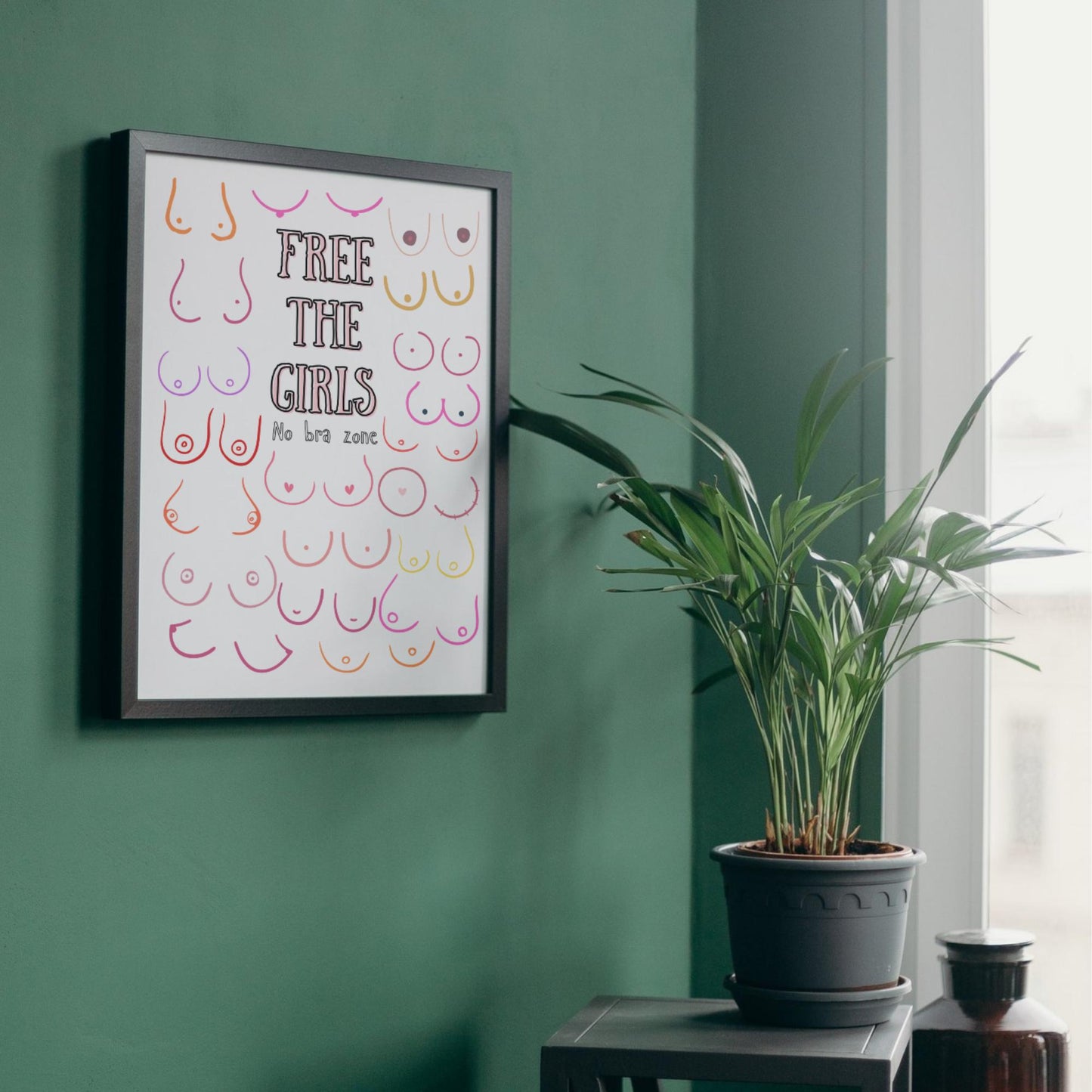 Boobs Print, High Quality A4 Wall Art, Modern Art Print, Breast Awareness Poster, Fun Modern Art, Tits of Every Kind! Art for Bedroom