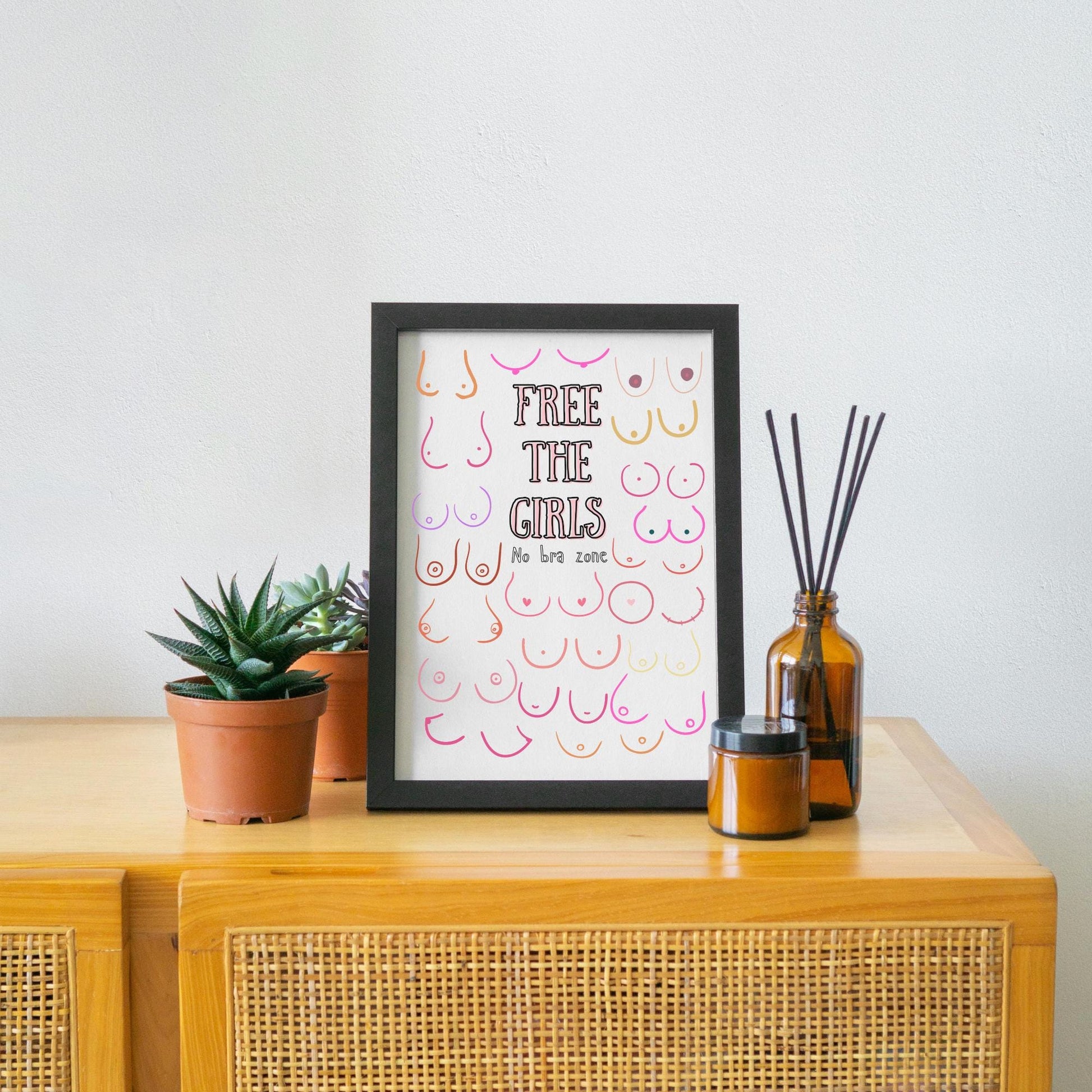 Boobs Print, High Quality A4 Wall Art, Modern Art Print, Breast Awareness Poster, Fun Modern Art, Tits of Every Kind! Art for Bedroom