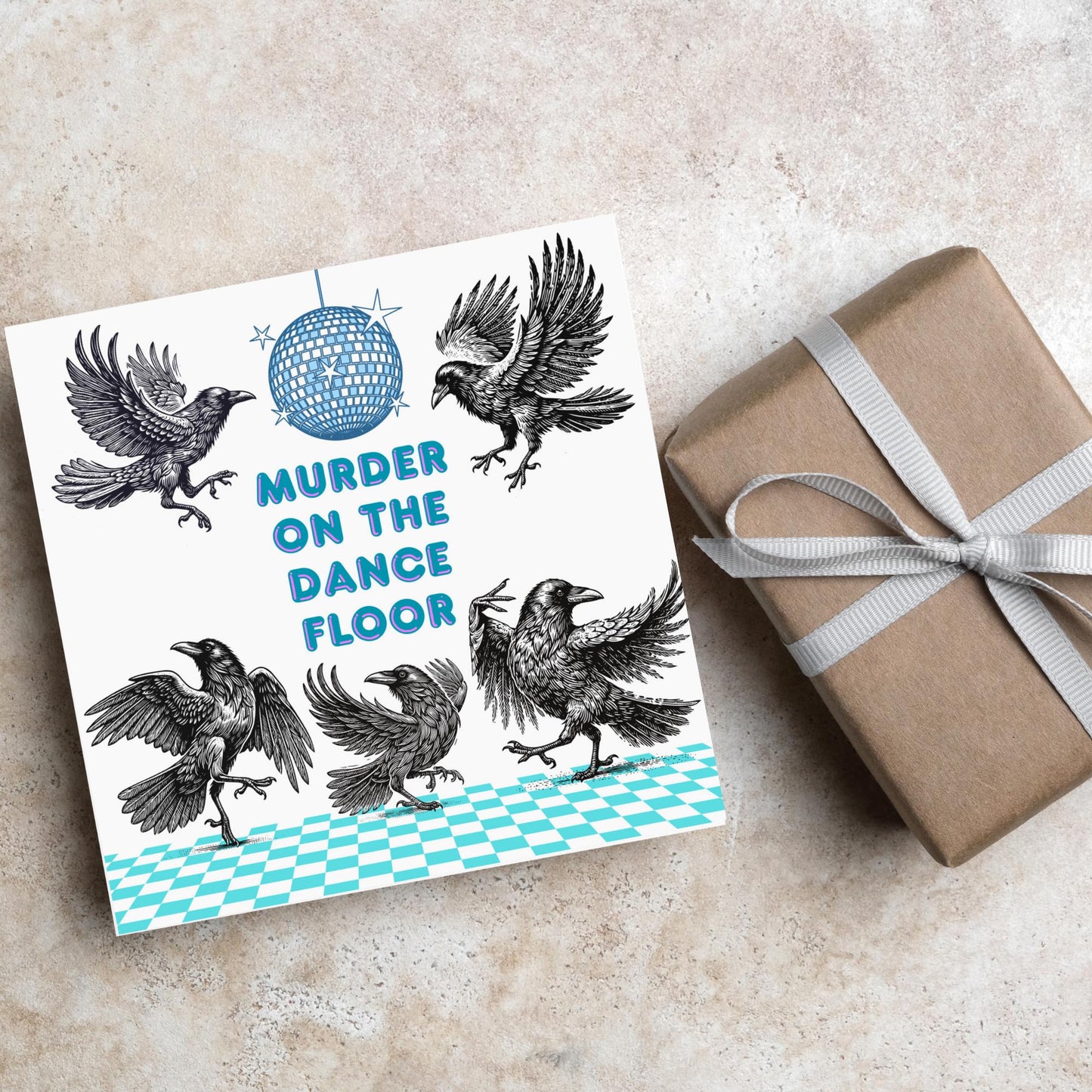 Disco Crow Card for Any Occasion, Fun Party Card, Corvid Card, Animal Themed Birthday, Party Card, Murder on the Dance Floor