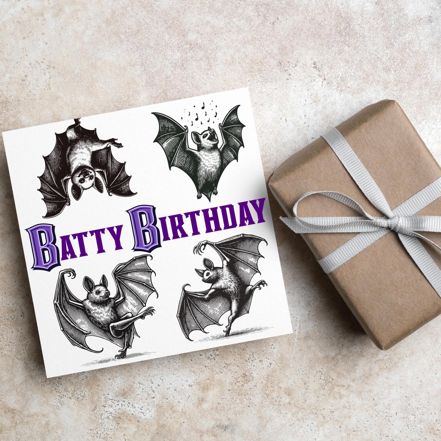 Bat Birthday Card, Fun Party Card, Bat Lover Card, Animal Themed Birthday, Party Card, Gothic Birthday Card, Goth gift, Bat Lover Card