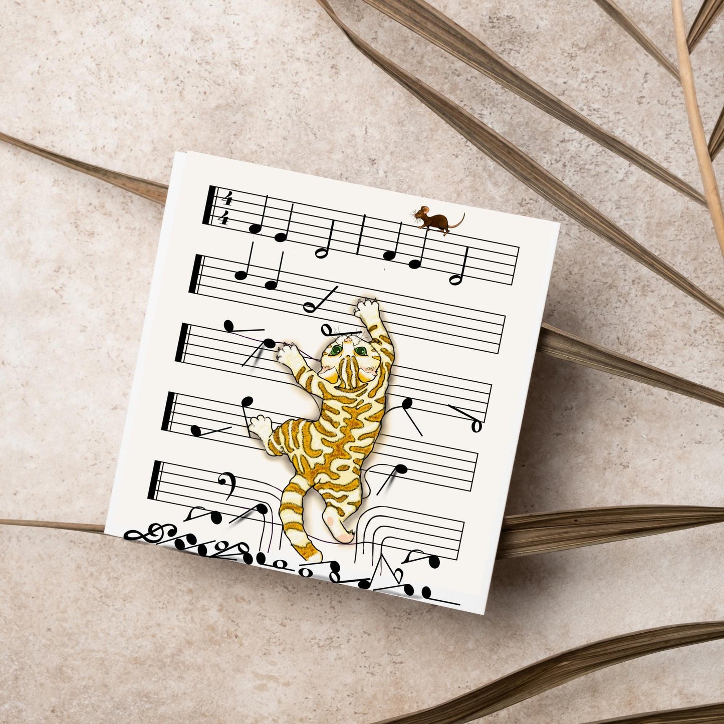 Musical Cat Card, Funny Card For Any Occasion, Sheet Music Birthday Card, Card for Musician, Naughty Cat Card, Piano Cat, Card for Cat Lover