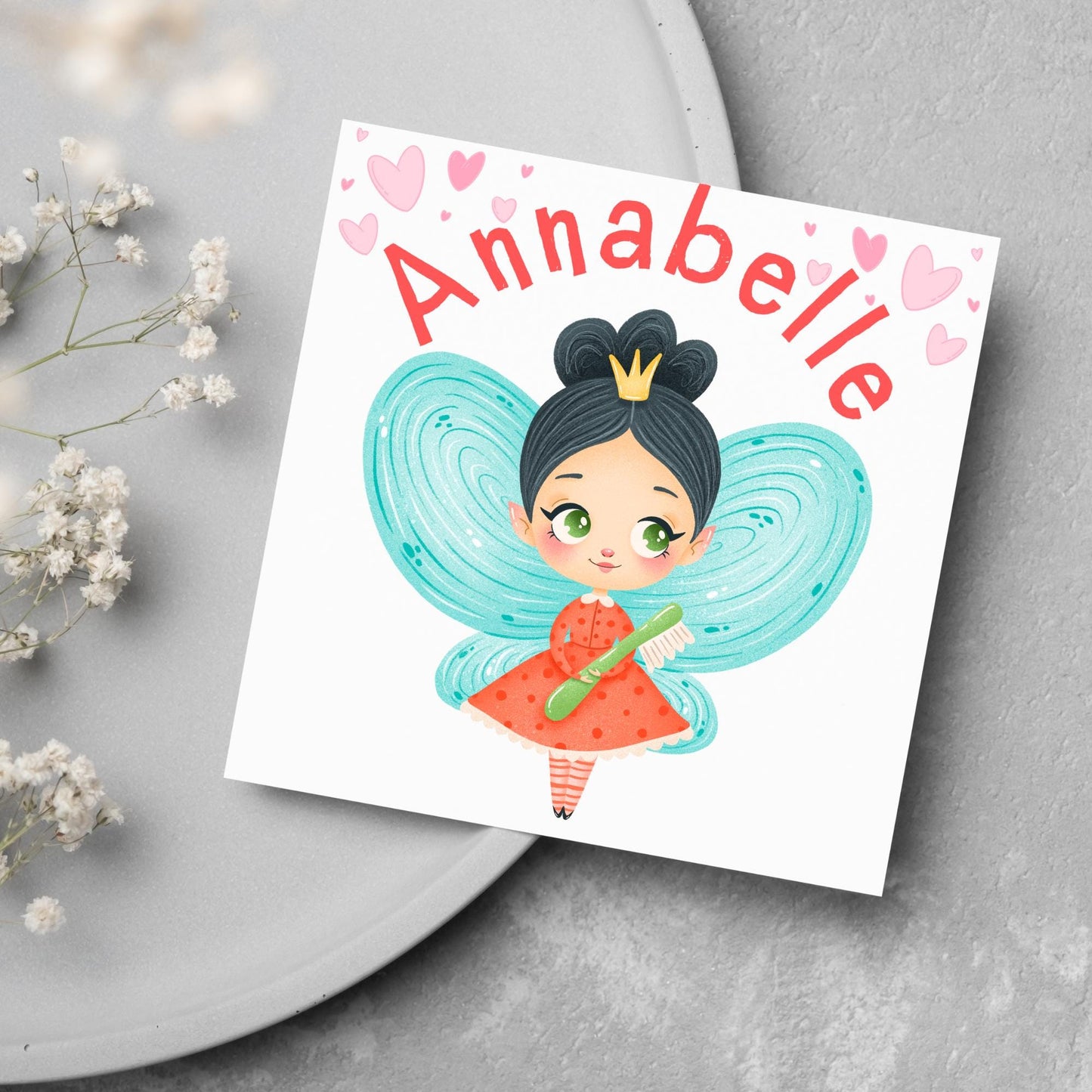 Personalised Tooth Fairy Card for Child, Well Done Dentist Card, Tooth Fairy for Grandchild, Custom Name Card for Children