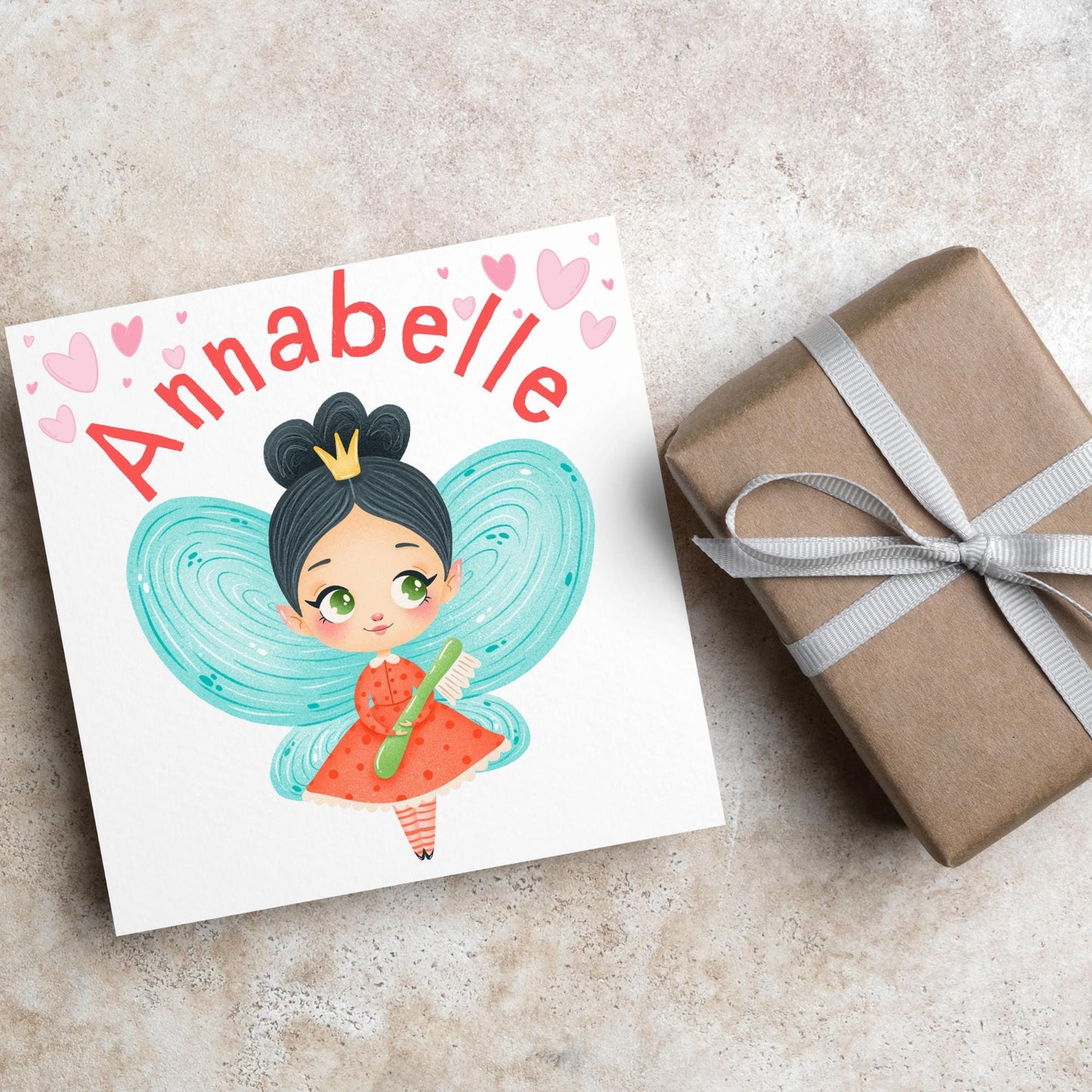 Personalised Tooth Fairy Card for Child, Well Done Dentist Card, Tooth Fairy for Grandchild, Custom Name Card for Children