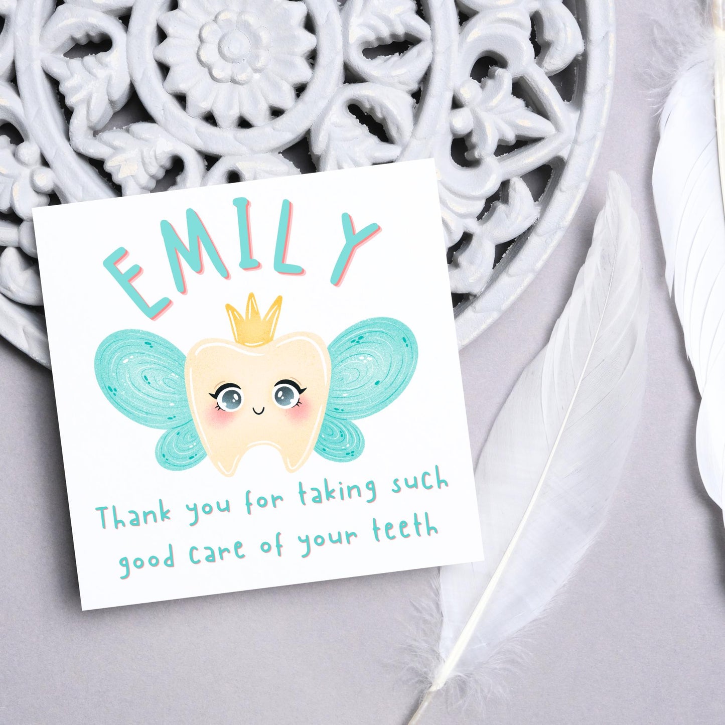 Personalised Tooth Fairy Card for Child, Well Done Dentist Card, Tooth Fairy for Grandchild, Custom Name Card for Children