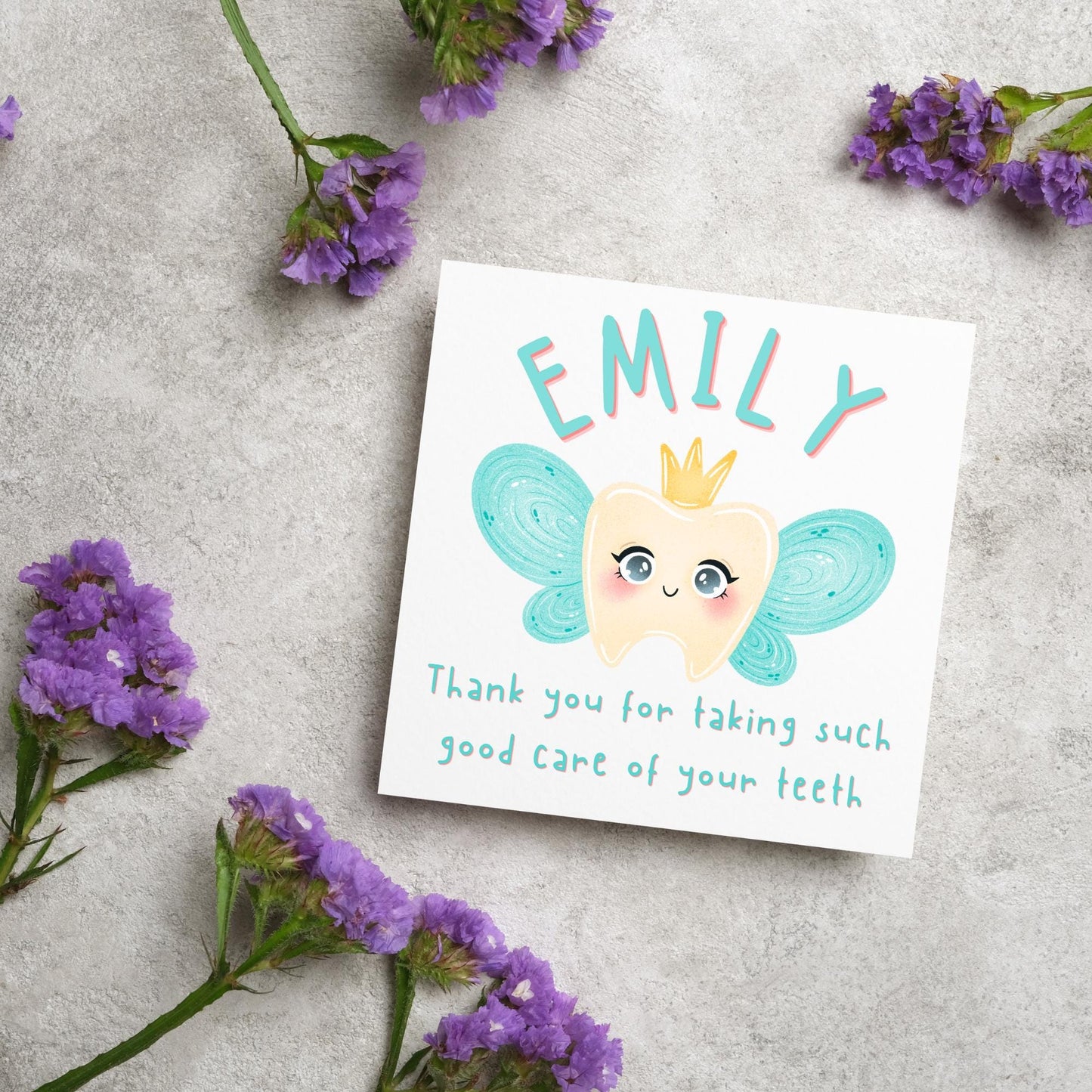 Personalised Tooth Fairy Card for Child, Well Done Dentist Card, Tooth Fairy for Grandchild, Custom Name Card for Children