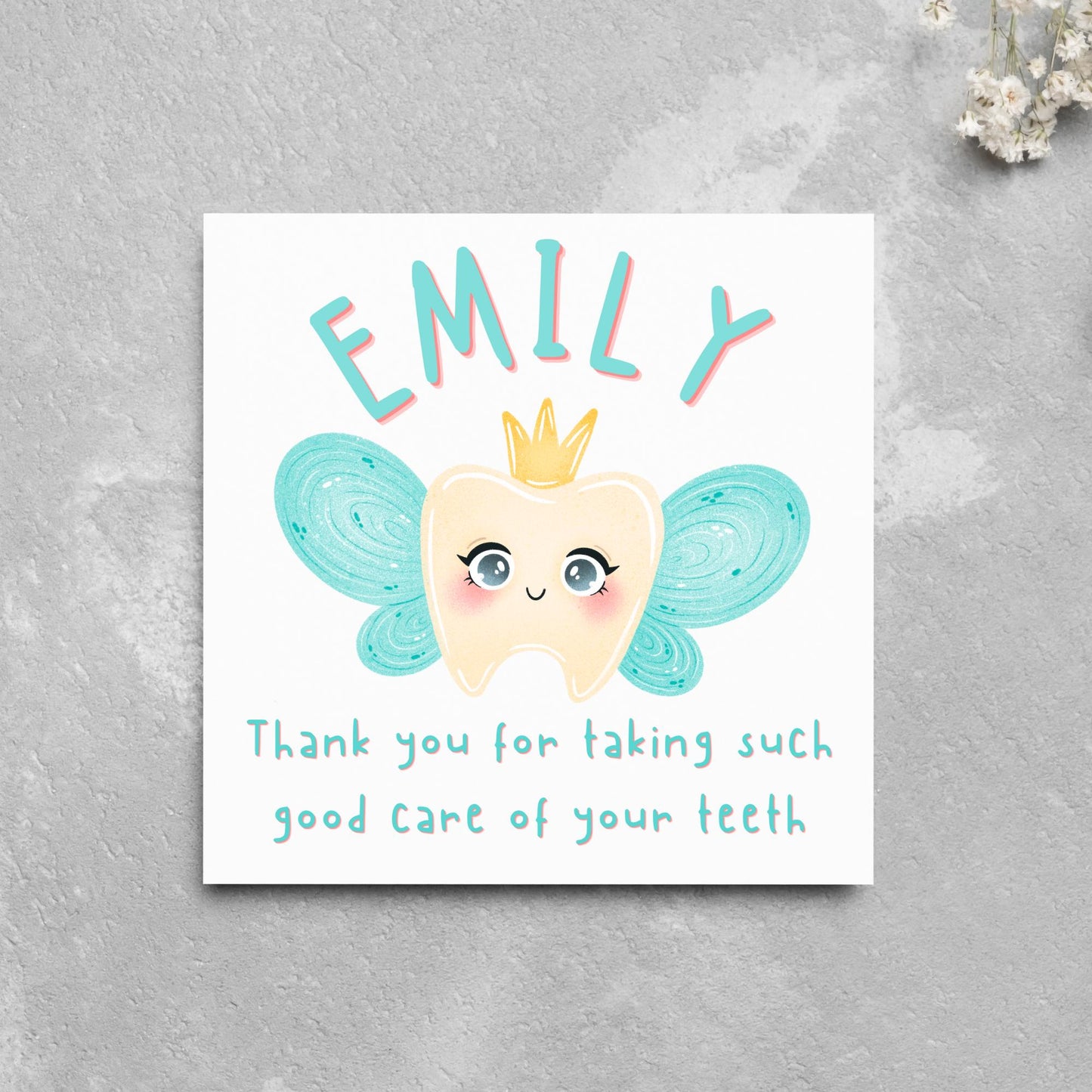 Personalised Tooth Fairy Card for Child, Well Done Dentist Card, Tooth Fairy for Grandchild, Custom Name Card for Children