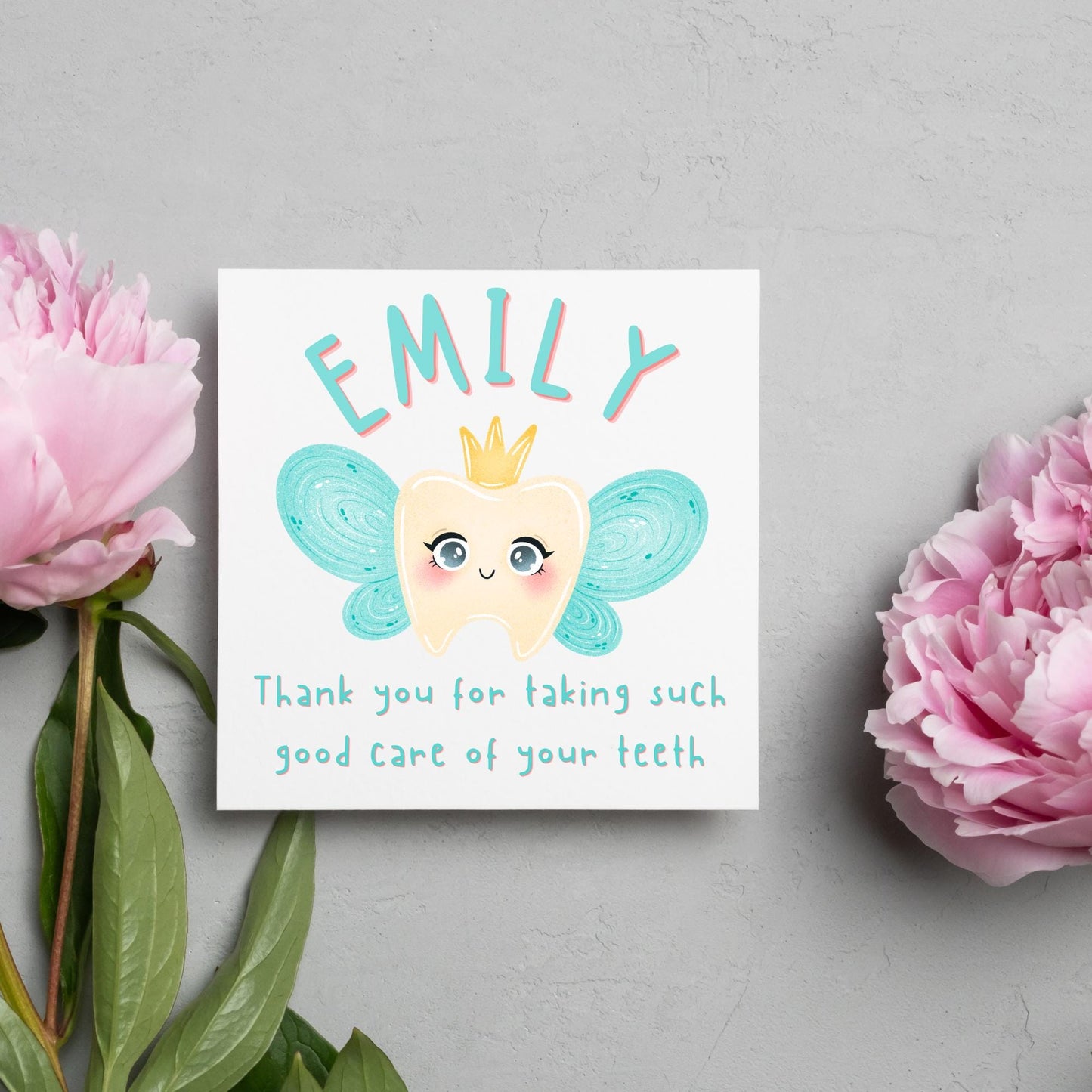 Personalised Tooth Fairy Card for Child, Well Done Dentist Card, Tooth Fairy for Grandchild, Custom Name Card for Children