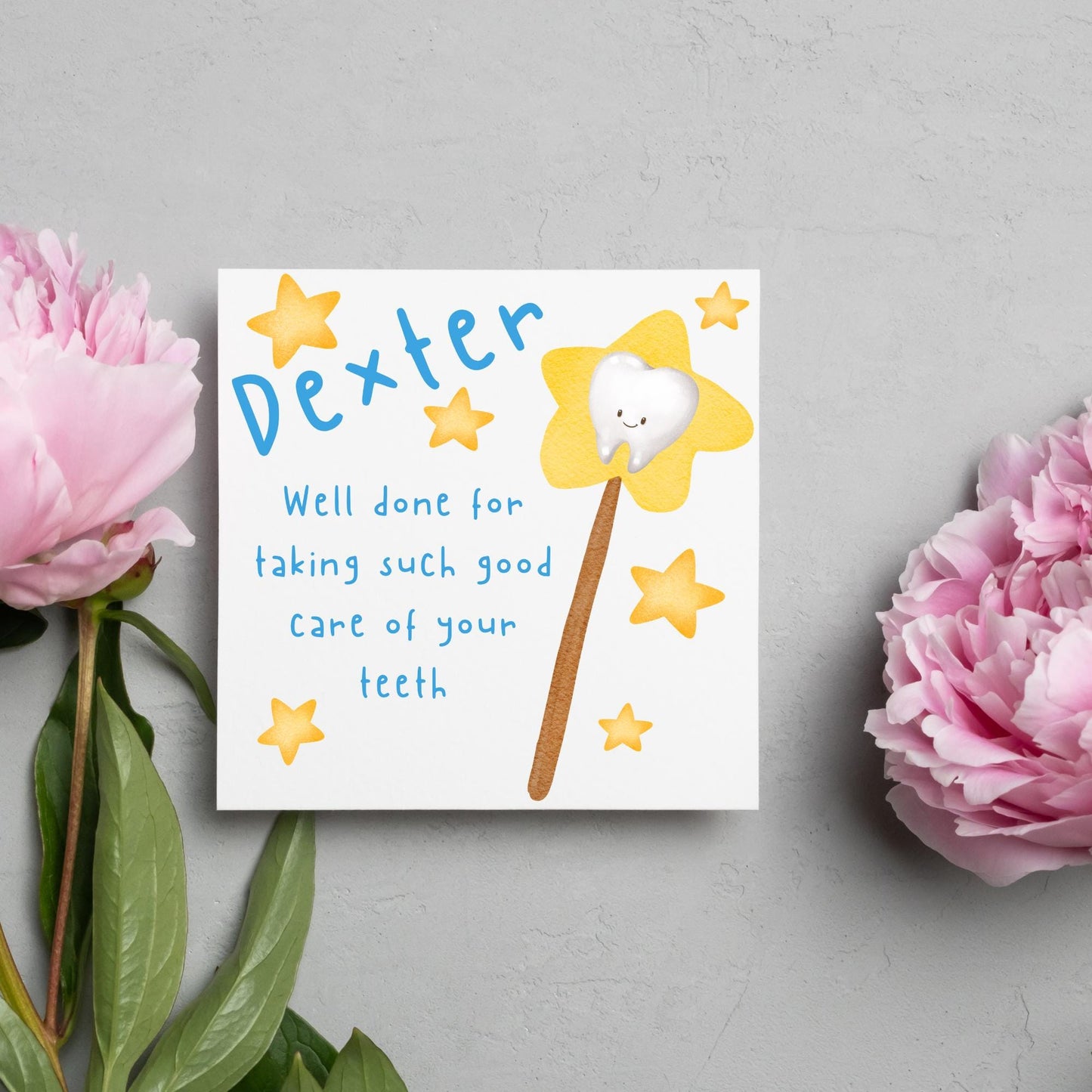 Personalised Tooth Fairy Card for Boy, Well Done Dentist Card, Tooth Fairy for Grandchild, Custom Name Card for Children