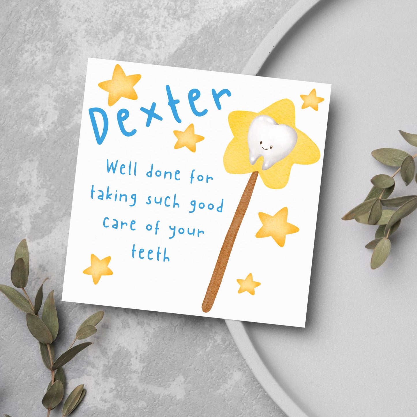 Personalised Tooth Fairy Card for Boy, Well Done Dentist Card, Tooth Fairy for Grandchild, Custom Name Card for Children