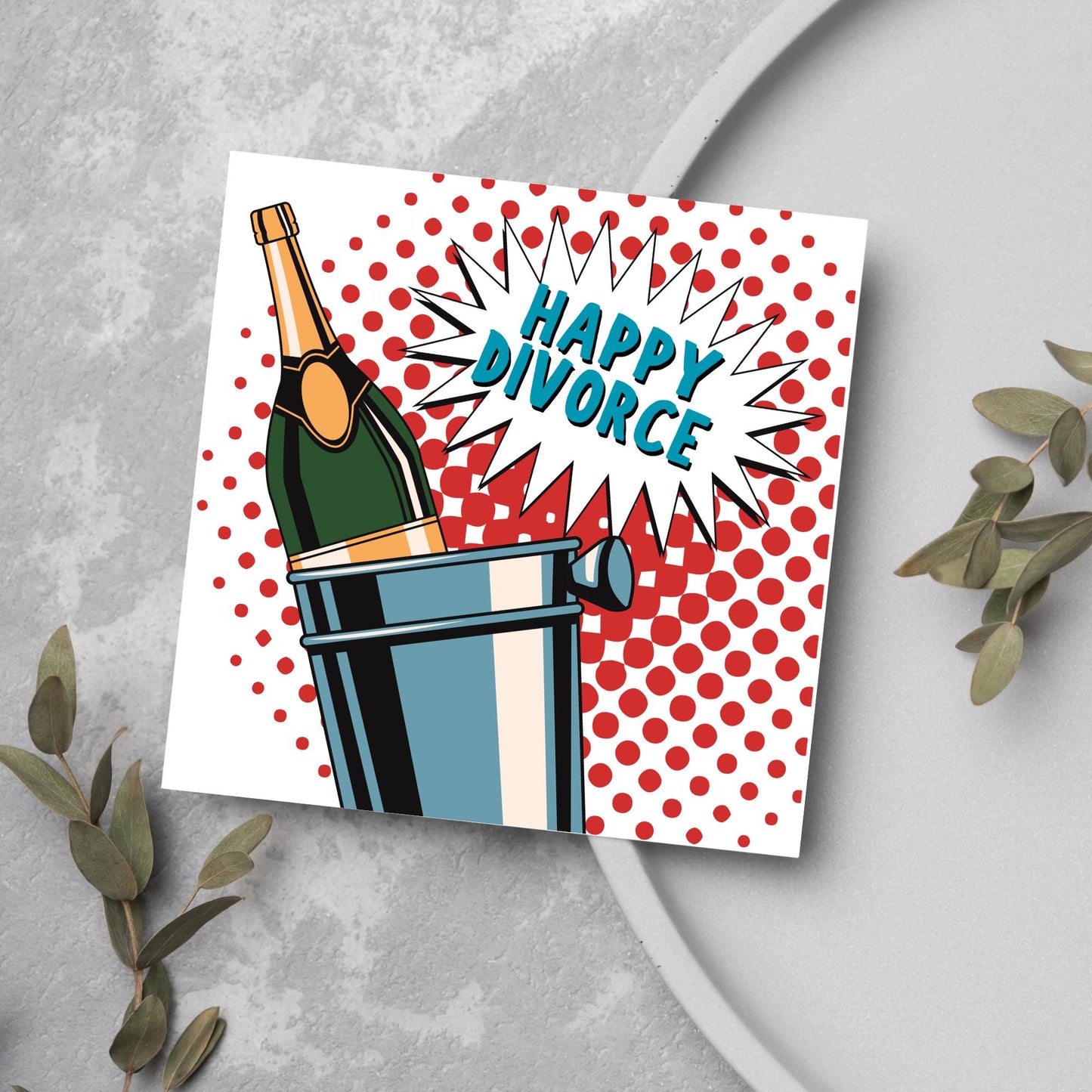 Pop Art Divorce Card: Bright, Bold, Modern Design