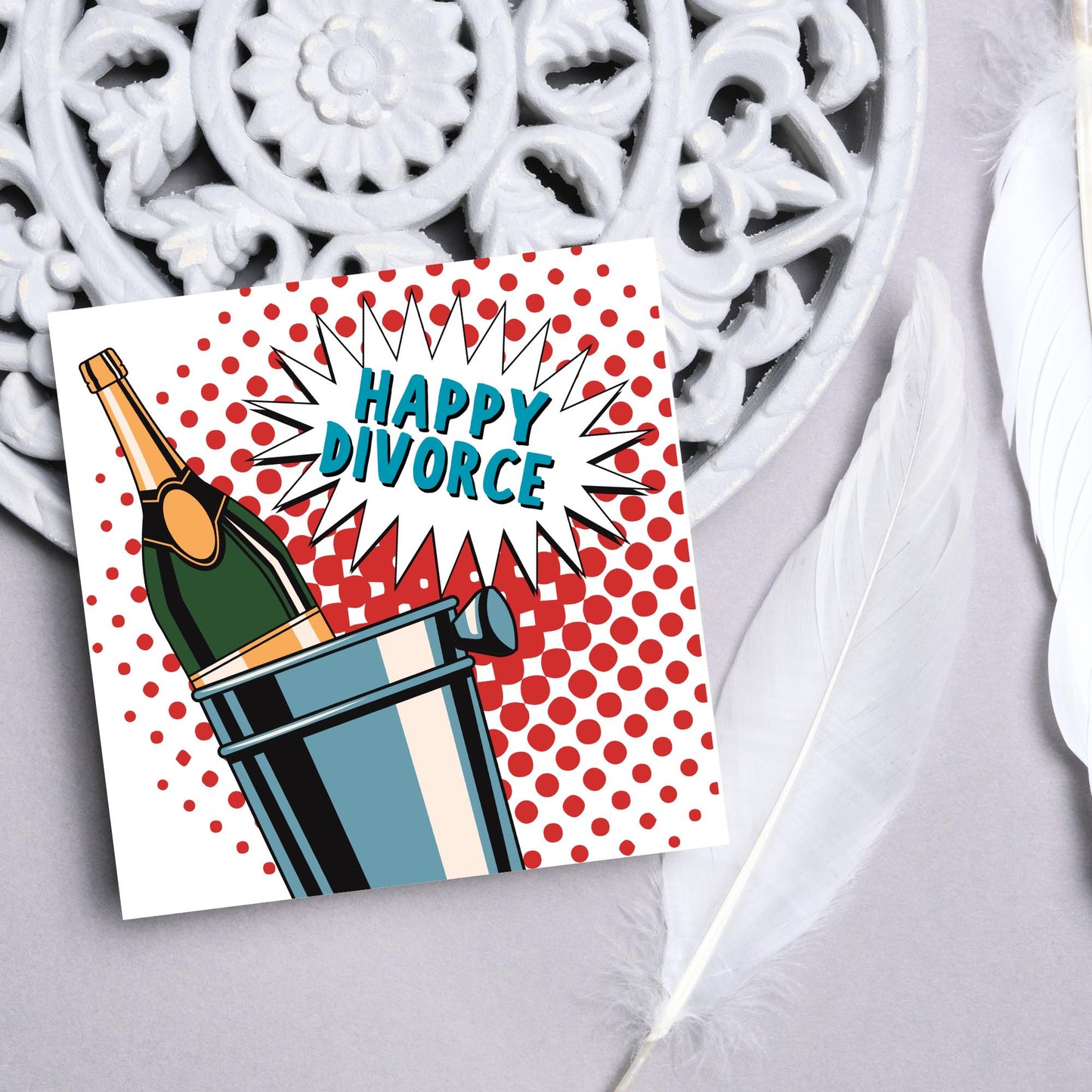 Pop Art Divorce Card: Bright, Bold, Modern Design