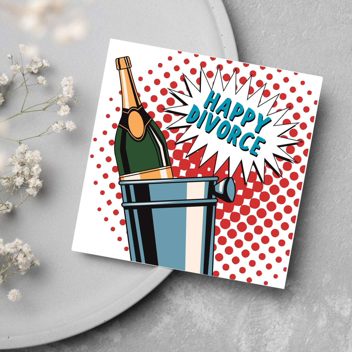 Pop Art Divorce Card: Bright, Bold, Modern Design