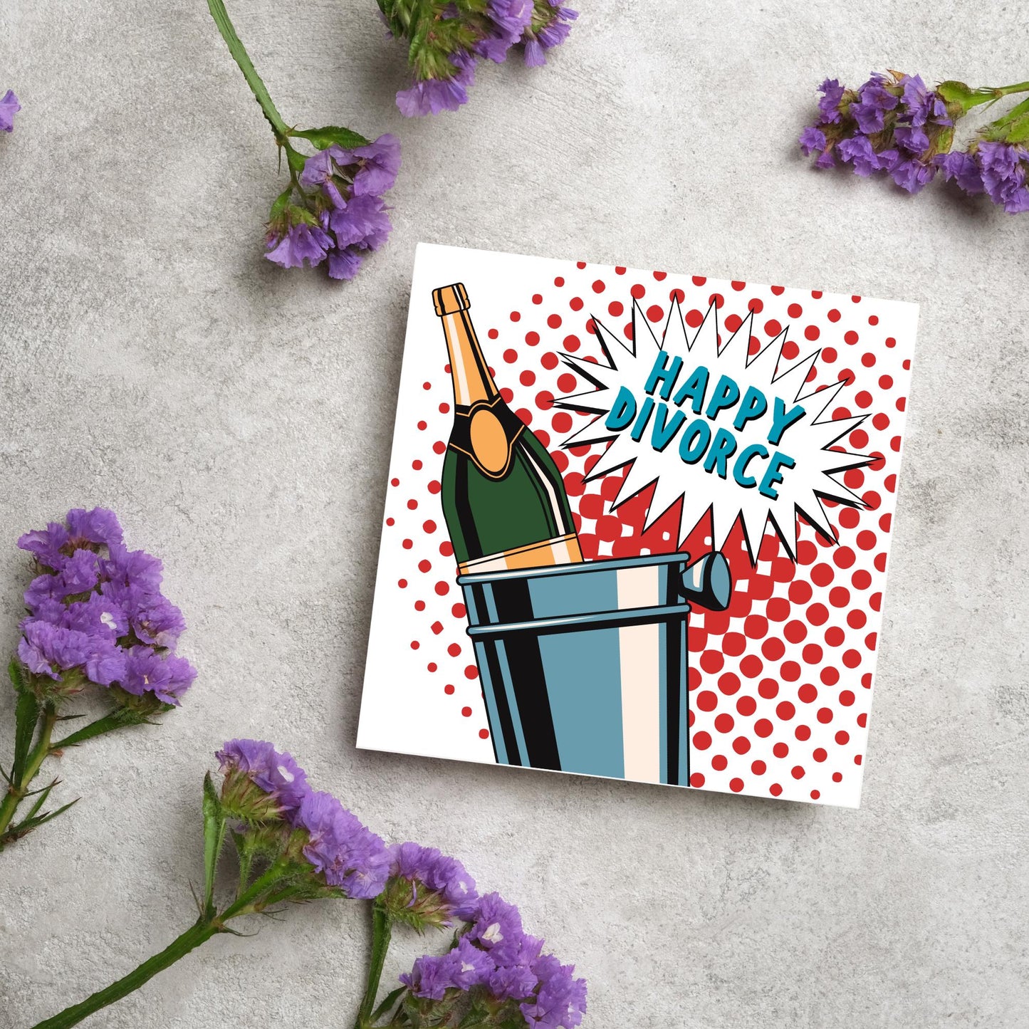 Pop Art Divorce Card: Bright, Bold, Modern Design