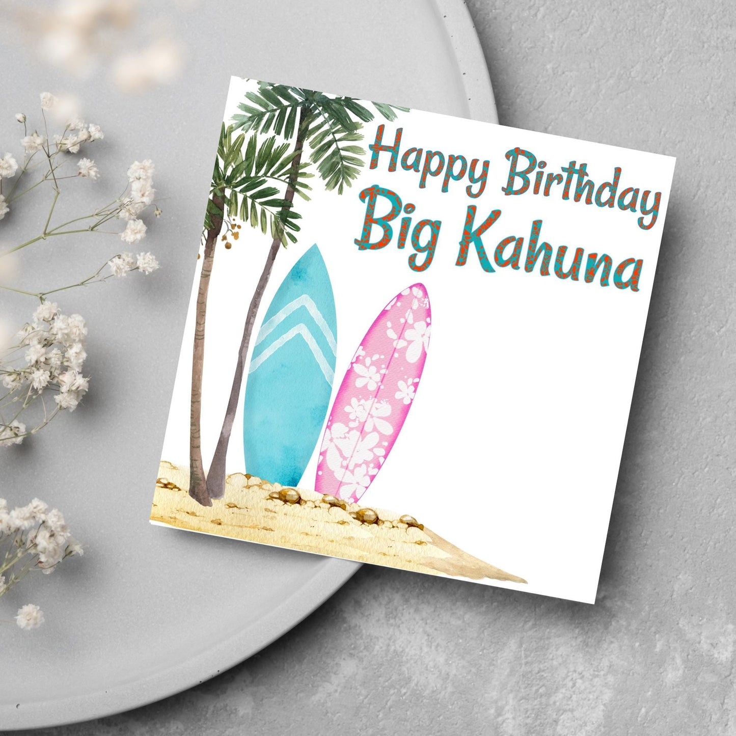 Big Kahuna Surfing Birthday Card, Sport Card, Surfer Birthday Card, Card for Him, Card for Her, Surf Board, Card for Surfer, Water Sport