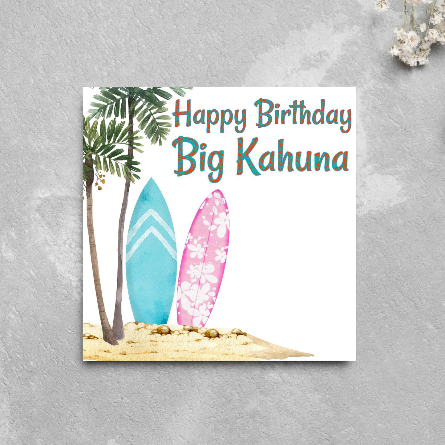 Big Kahuna Surfing Birthday Card, Sport Card, Surfer Birthday Card, Card for Him, Card for Her, Surf Board, Card for Surfer, Water Sport