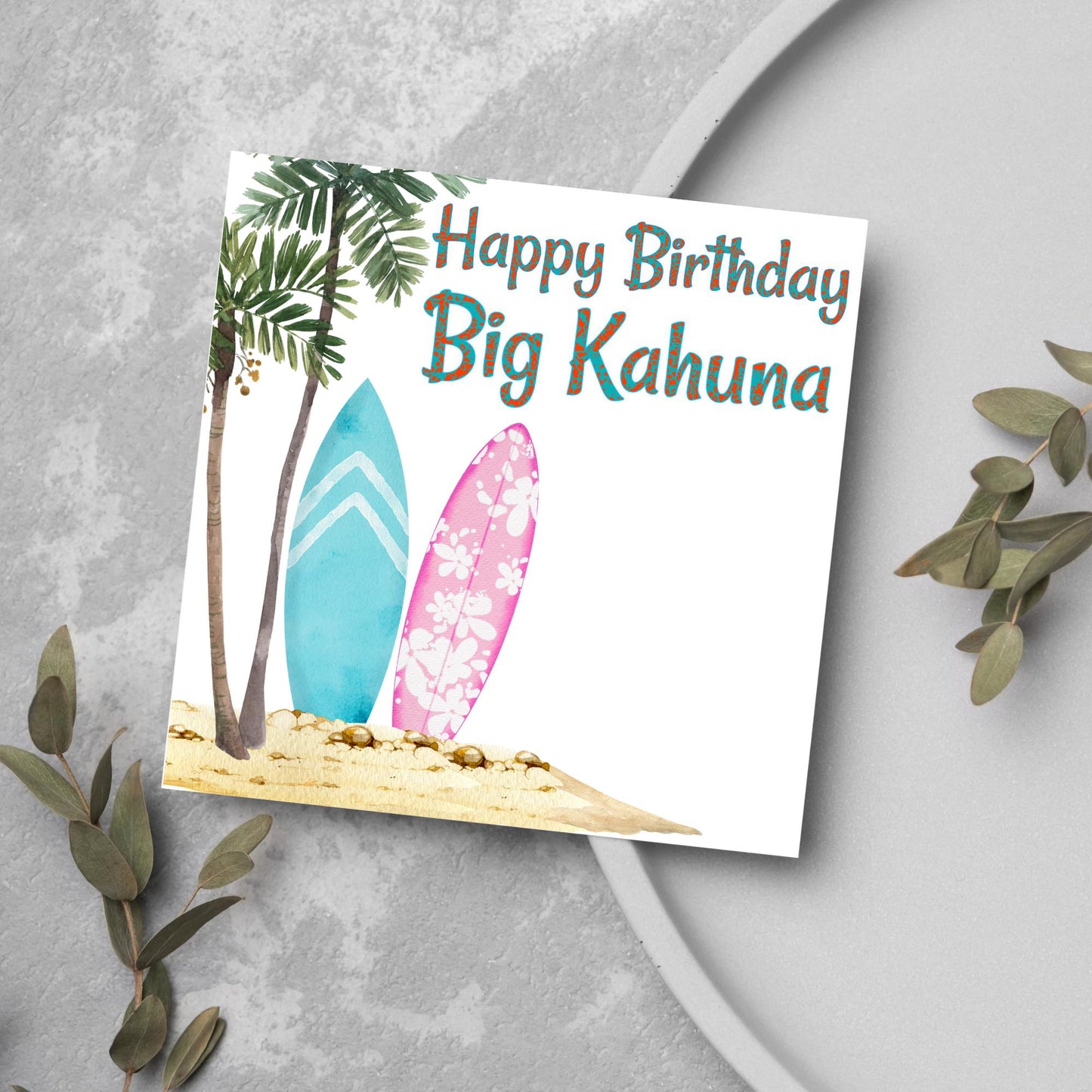 Big Kahuna Surfing Birthday Card, Sport Card, Surfer Birthday Card, Card for Him, Card for Her, Surf Board, Card for Surfer, Water Sport
