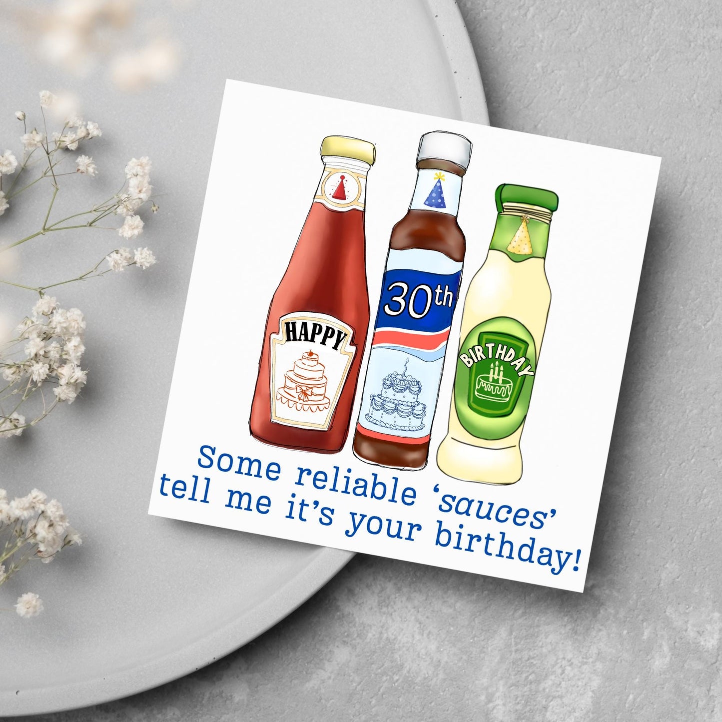British Humour Birthday Card, Ketchup, Salad Cream, Brown Sauce Personalised Age Birthday Card, Card for Dad, Funny Card for Brother