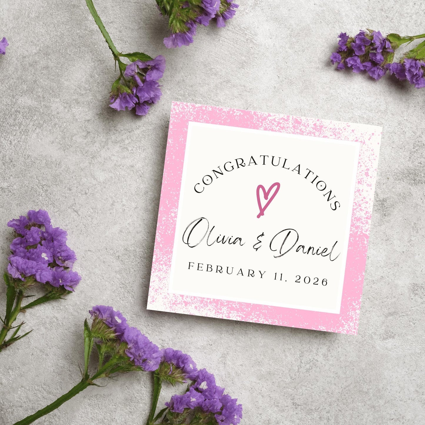 Personalised Wedding Congratulations Card, Wedding Day Card, Card for Couple, Customised Wedding Card, Name and Date Card, Wedding Gift
