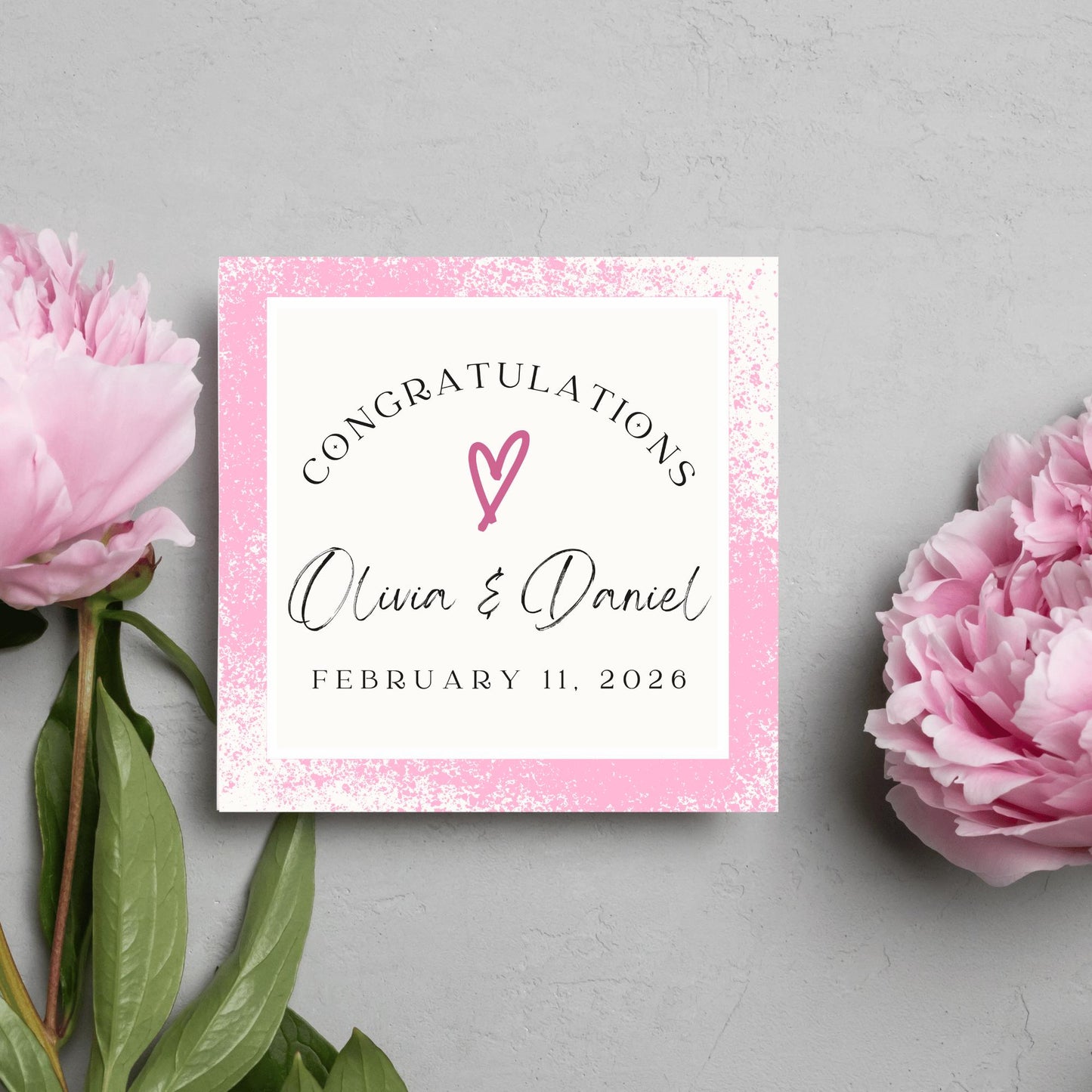 Personalised Wedding Congratulations Card, Wedding Day Card, Card for Couple, Customised Wedding Card, Name and Date Card, Wedding Gift