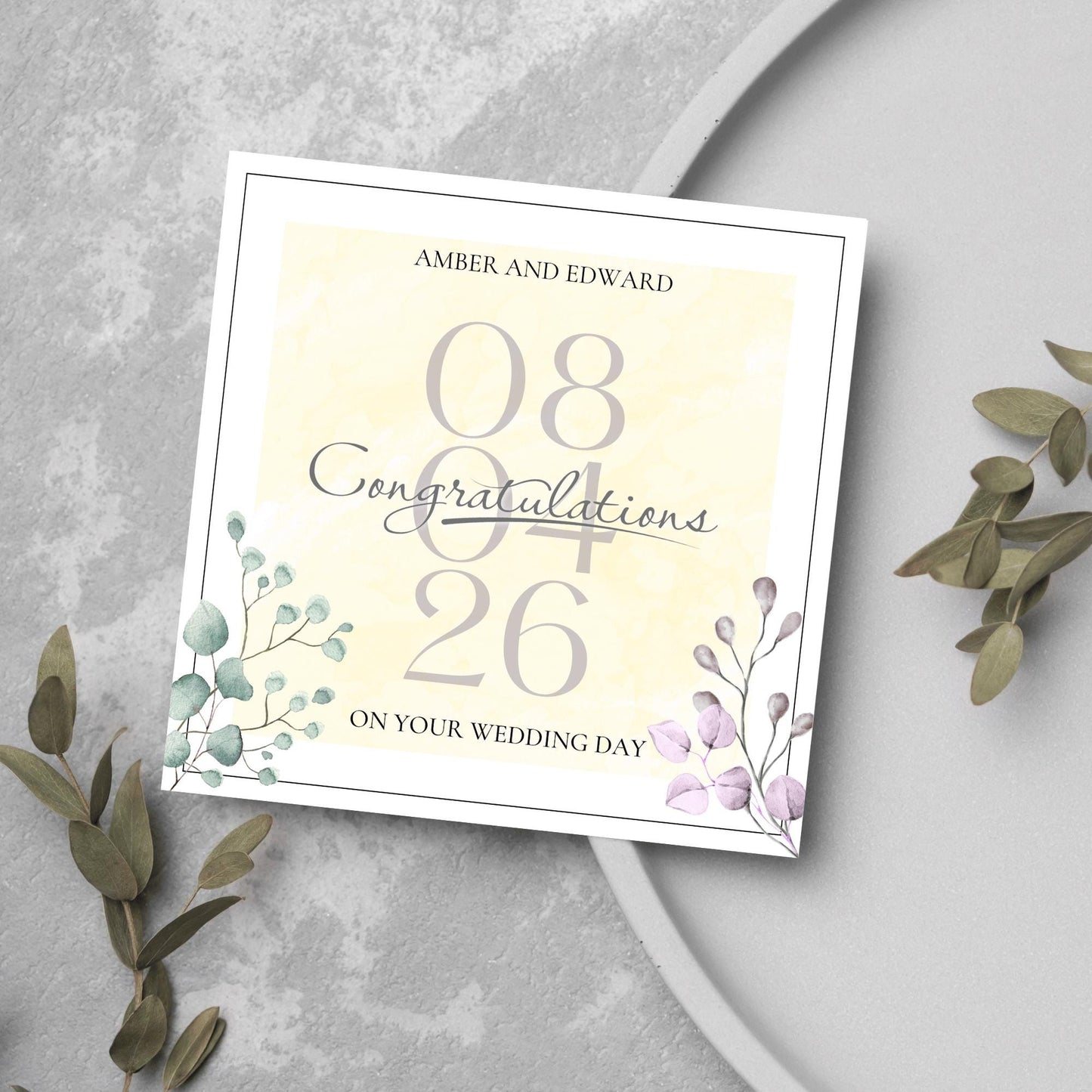 Personalised Wedding Congratulations Card, Wedding Day Card, Card for Couple, Customised Wedding Card, Name and Date Card, Wedding Gift