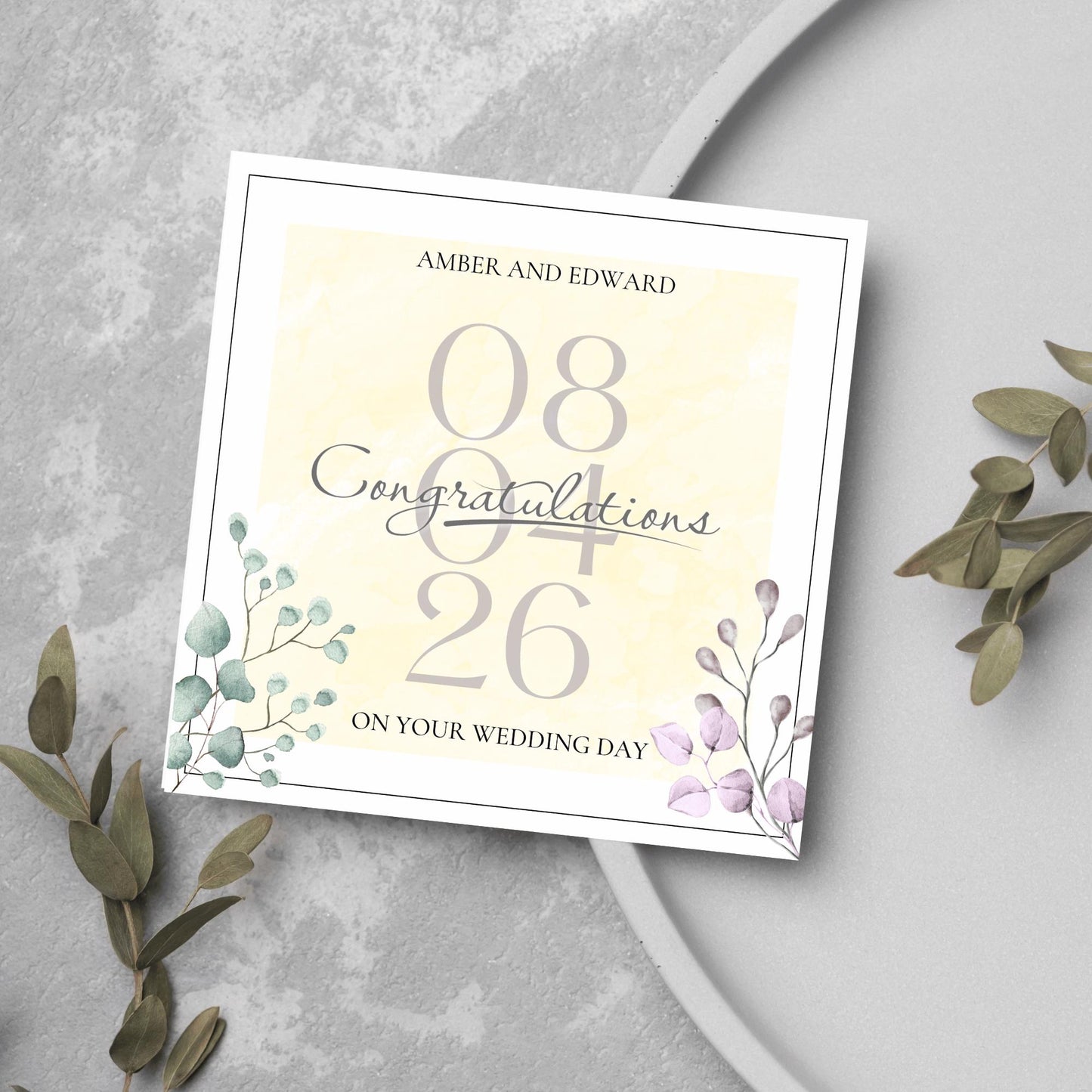 Personalised Wedding Congratulations Card, Wedding Day Card, Card for Couple, Customised Wedding Card, Name and Date Card, Wedding Gift