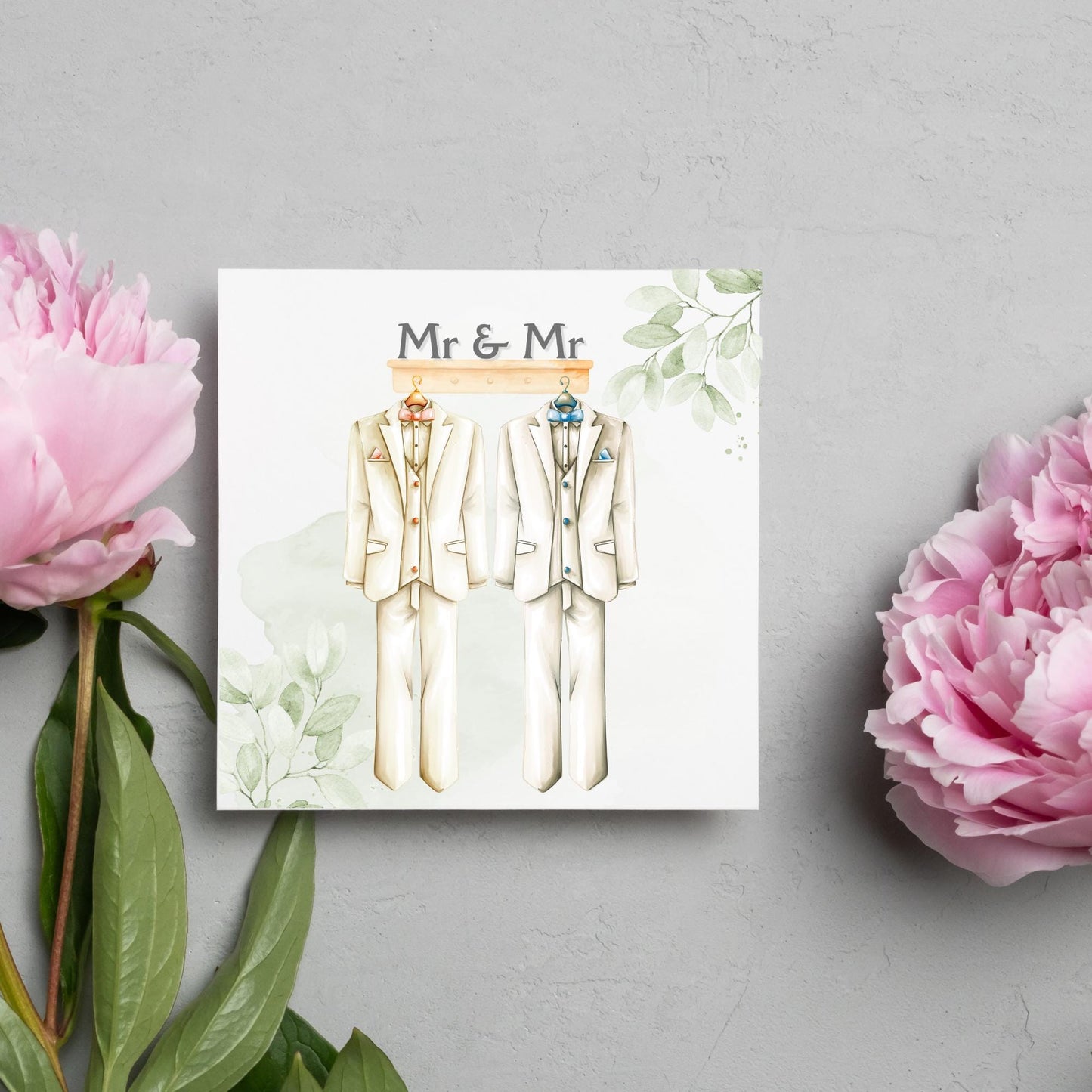 Mr and Mr Wedding Card, Gay Wedding Celebration Card, LGBTQ+ Wedding Day Card, Pride Wedding, Gay Marriage Card, Just Married, Gay Couple