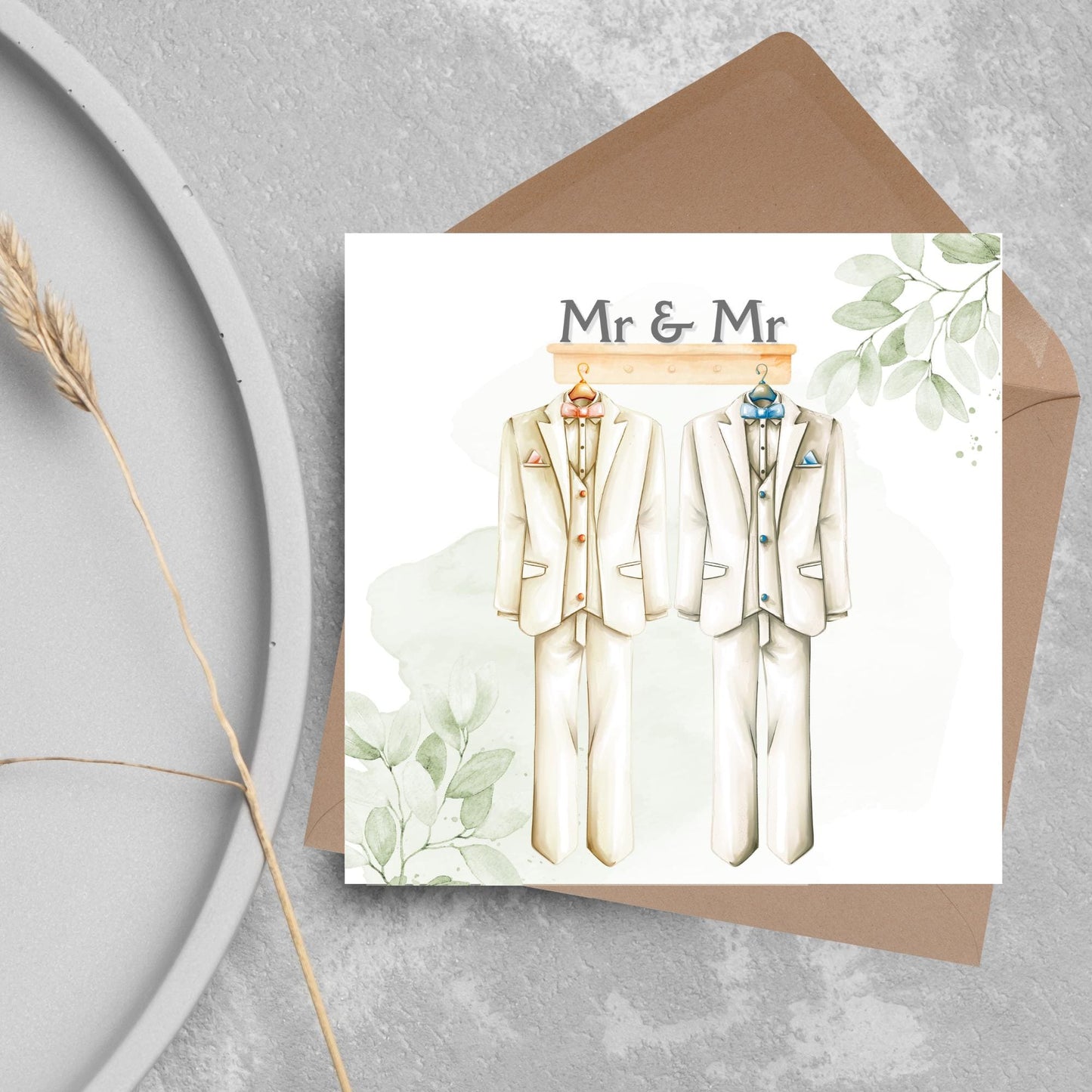 Mr and Mr Wedding Card, Gay Wedding Celebration Card, LGBTQ+ Wedding Day Card, Pride Wedding, Gay Marriage Card, Just Married, Gay Couple