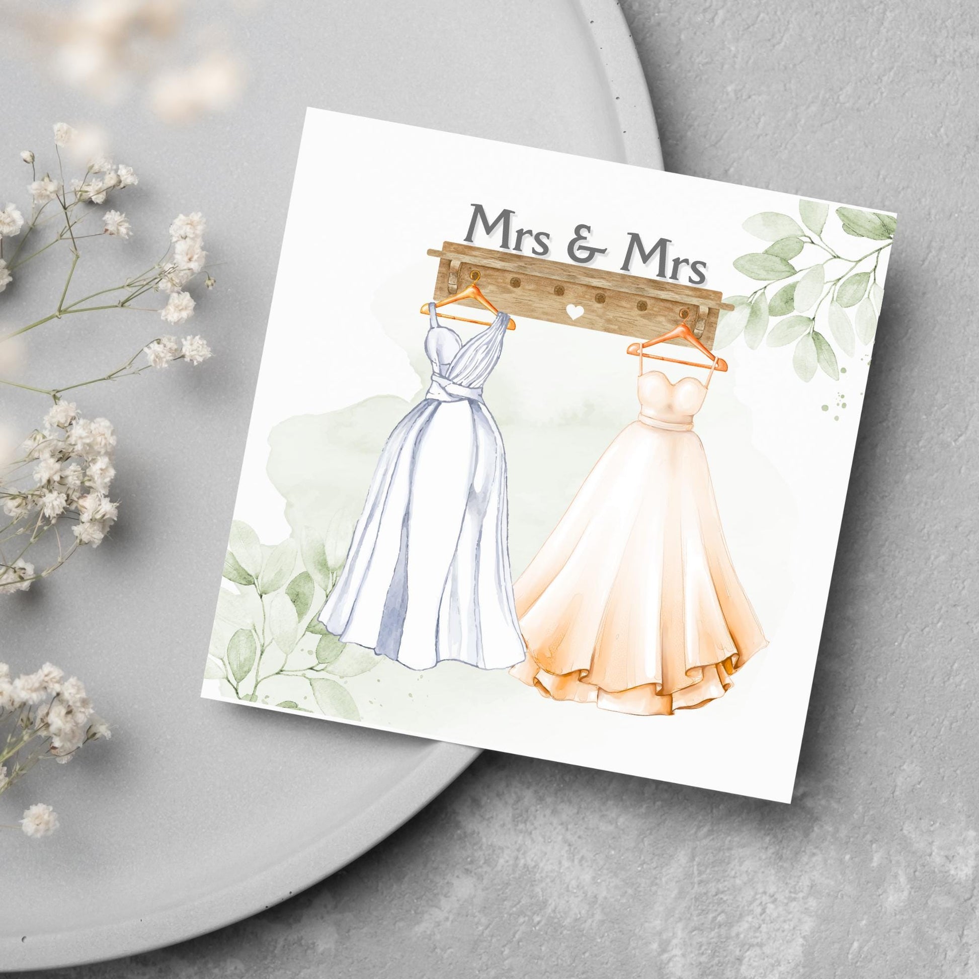Mrs and Mrs Wedding Card, Gay Wedding Celebration Card, LGBTQ+ Wedding Day Card, Pride Wedding, Gay Marriage Card, Just Married, Gay Couple