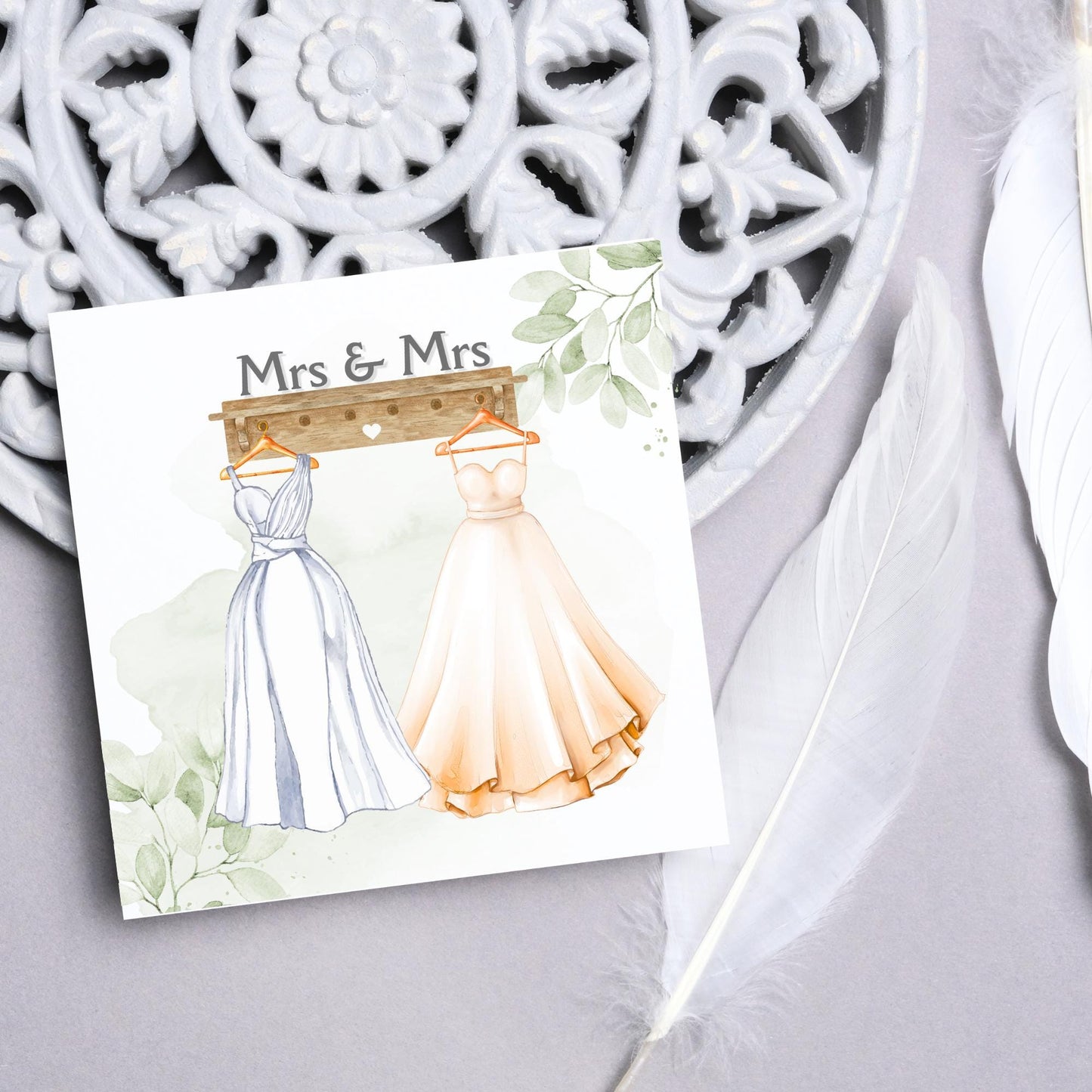 Mrs and Mrs Wedding Card, Gay Wedding Celebration Card, LGBTQ+ Wedding Day Card, Pride Wedding, Gay Marriage Card, Just Married, Gay Couple