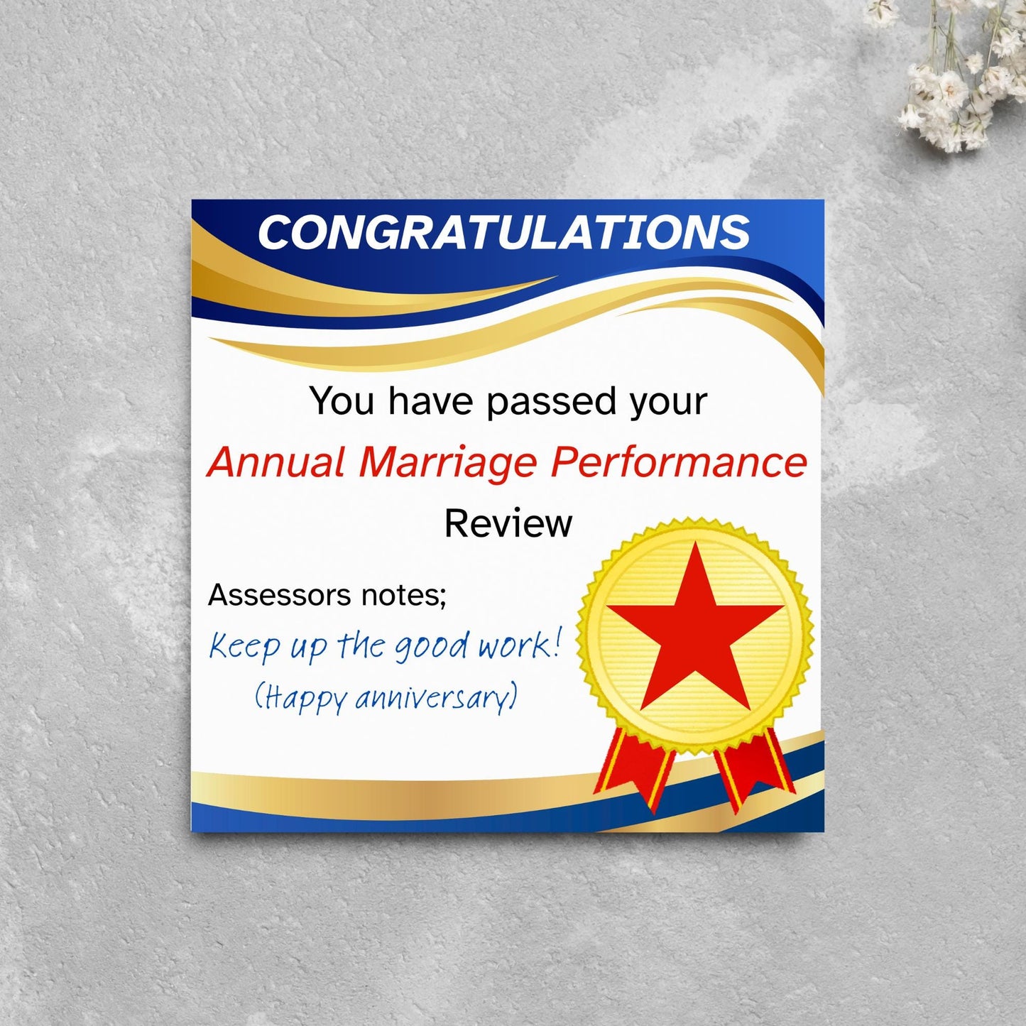 Funny Anniversary Card, Wedding Anniversary, Wedding Certificate, Card for Husband, Congratulations Card, Anniversary Card for Office Worker