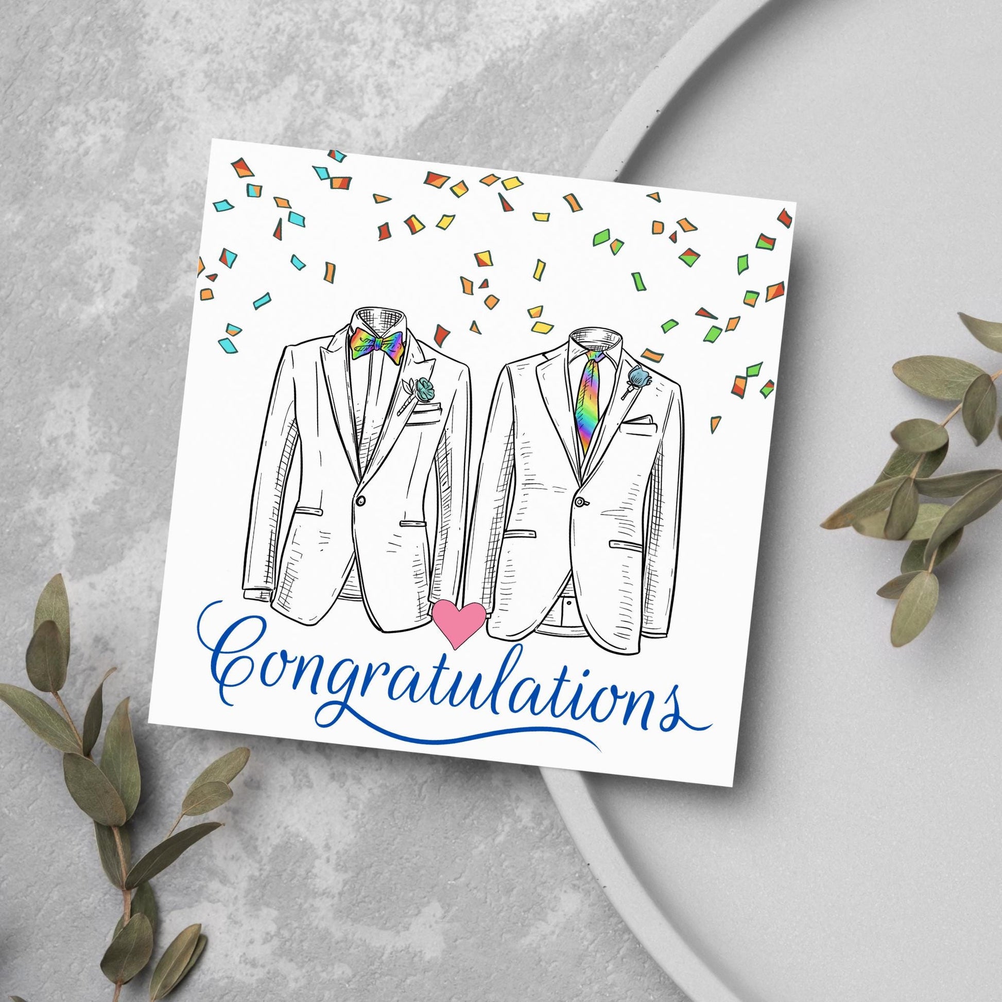 Gay Wedding Card, Engagement Card, Wedding Card, LGBTQ+ Card, Modern Design Wedding Card, LGBT Wedding Card, Mr and Mr, Gay Pride