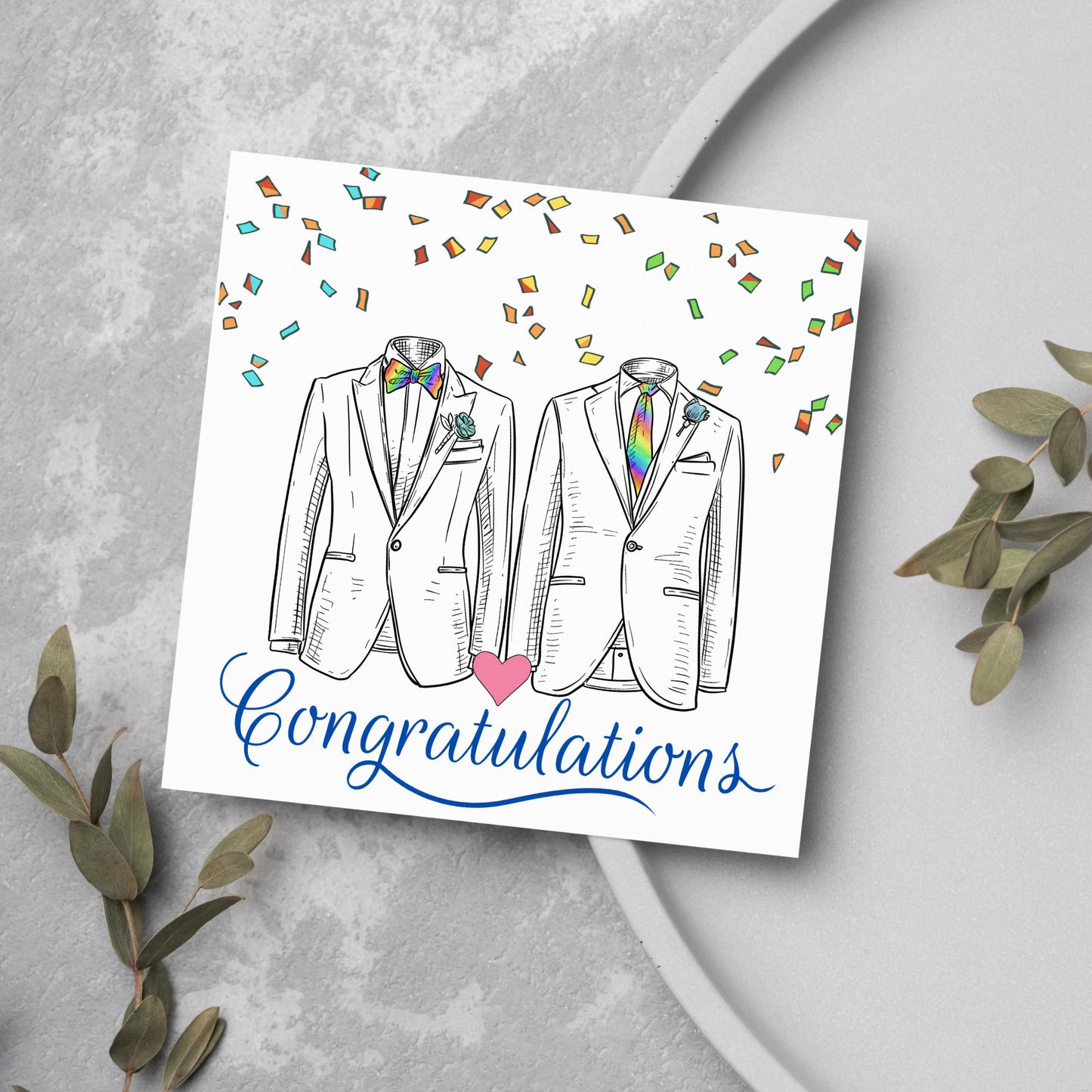 Gay Wedding Card, Engagement Card, Wedding Card, LGBTQ+ Card, Modern Design Wedding Card, LGBT Wedding Card, Mr and Mr, Gay Pride