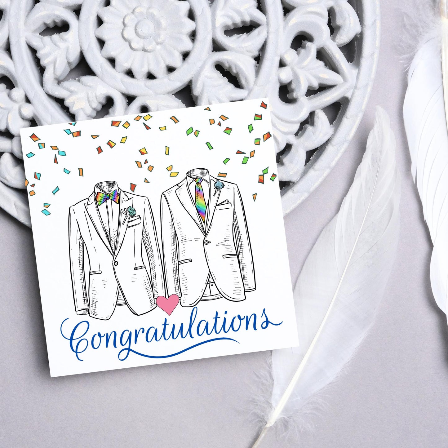 Gay Wedding Card, Engagement Card, Wedding Card, LGBTQ+ Card, Modern Design Wedding Card, LGBT Wedding Card, Mr and Mr, Gay Pride