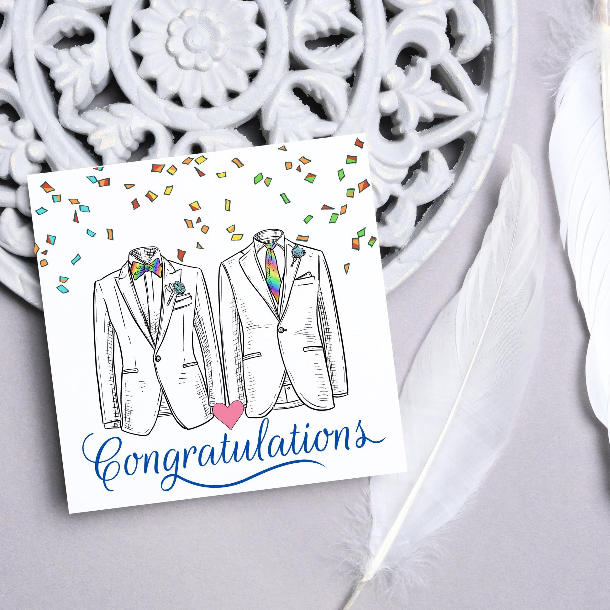 Gay Wedding Card, Engagement Card, Wedding Card, LGBTQ+ Card, Modern Design Wedding Card, LGBT Wedding Card, Mr and Mr, Gay Pride