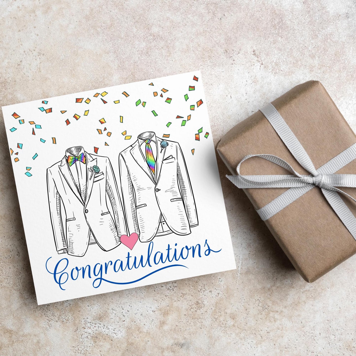 Gay Wedding Card, Engagement Card, Wedding Card, LGBTQ+ Card, Modern Design Wedding Card, LGBT Wedding Card, Mr and Mr, Gay Pride
