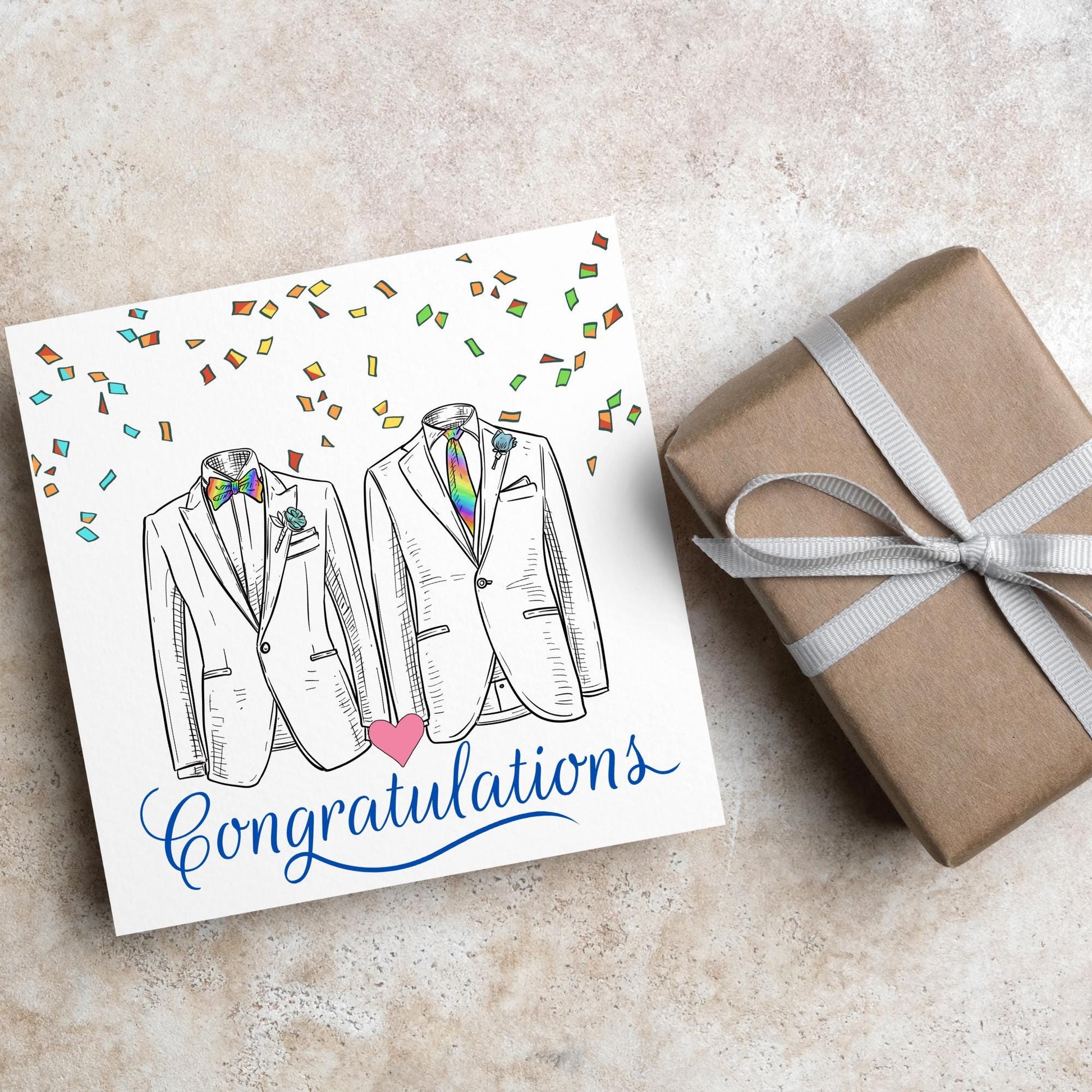 Gay Wedding Card, Engagement Card, Wedding Card, LGBTQ+ Card, Modern Design Wedding Card, LGBT Wedding Card, Mr and Mr, Gay Pride