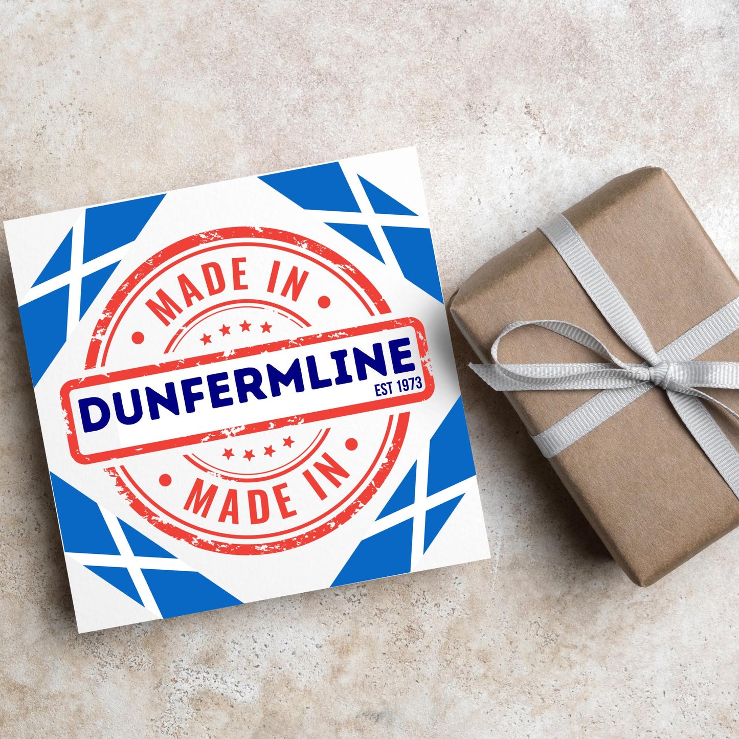 Custom Made in Scotland Birthday Card, Any Town Personalised, Birth Date Card, Birthday Card for Scottish Person, Scottish Birthday Card