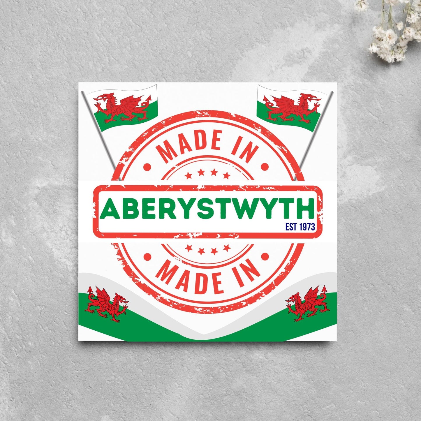 Custom Made in Wales Birthday Card, Any Town Personalised, Birth Date Card, Birthday Card for Welsh Person, Welsh Birthday Card