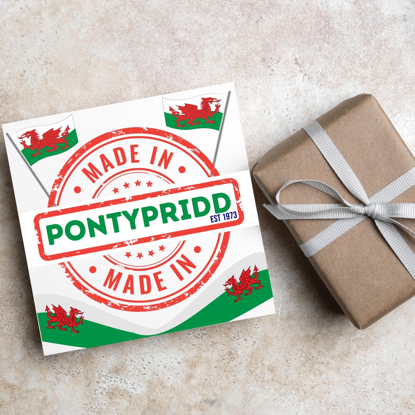 Custom Made in Wales Birthday Card, Any Town Personalised, Birth Date Card, Birthday Card for Welsh Person, Welsh Birthday Card