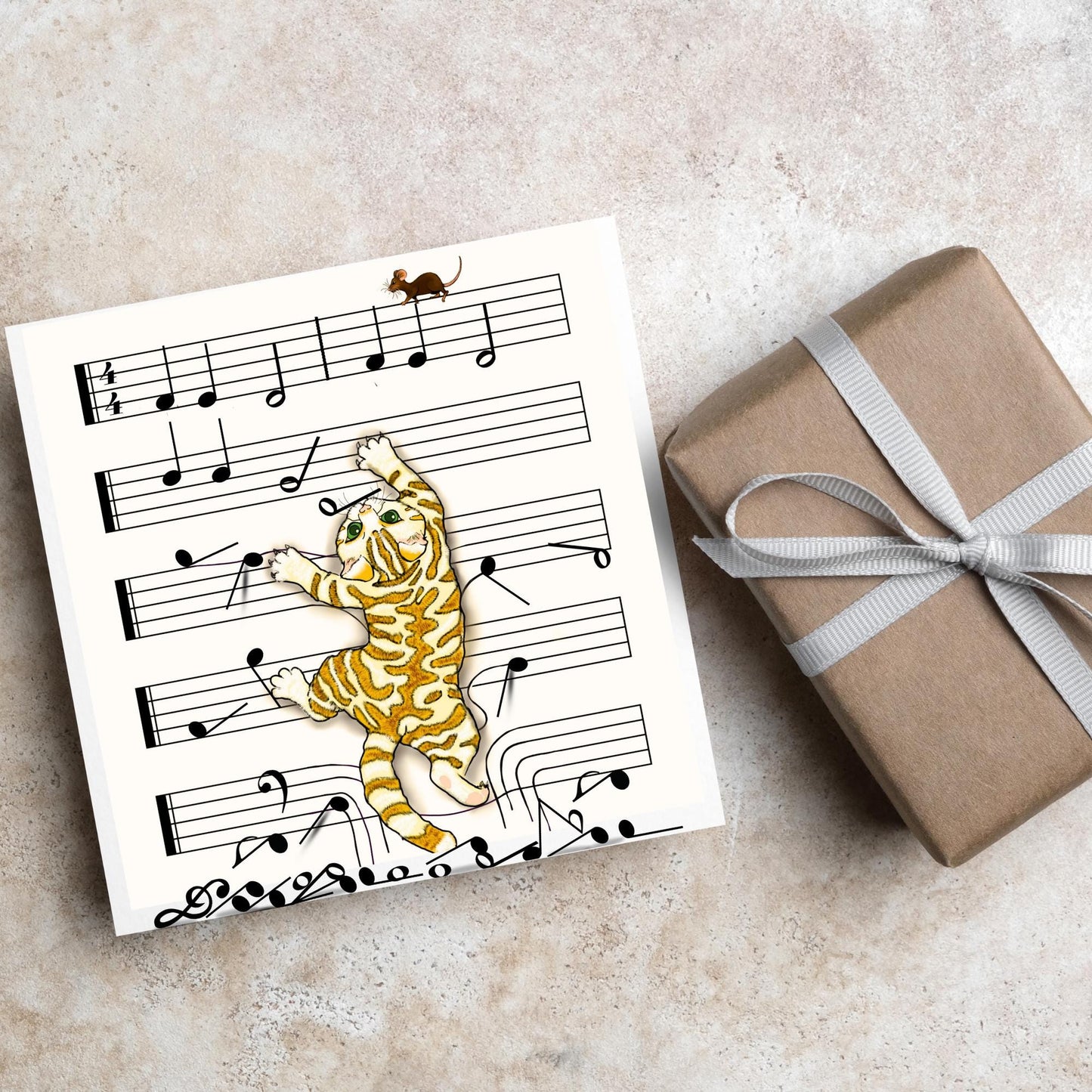 Musical Cat Card, Funny Card For Any Occasion, Sheet Music Birthday Card, Card for Musician, Naughty Cat Card, Piano Cat, Card for Cat Lover