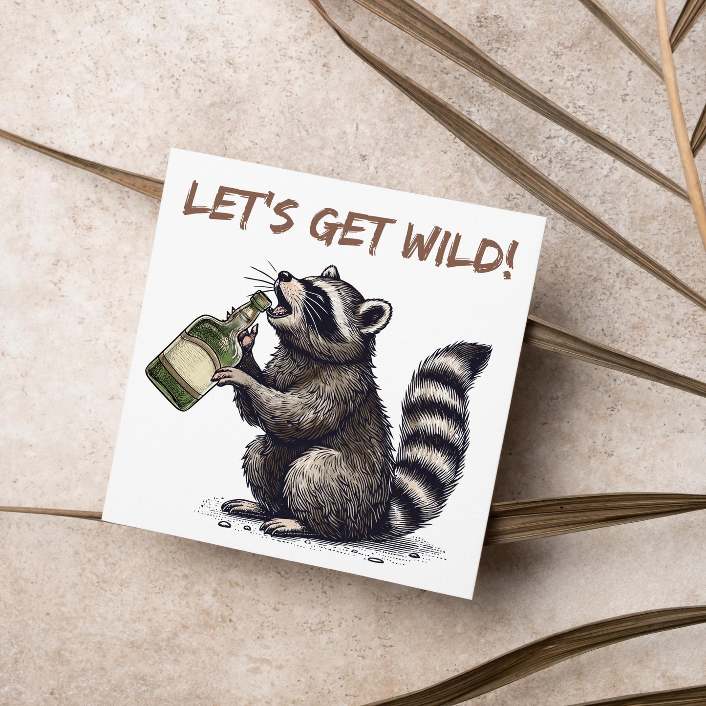 Party Raccoon Card, Fun Party Card, Raccoon Card, Animal Themed Birthday, Drinking Card, Funny Raccoon Lover Card, Any Occasion Card