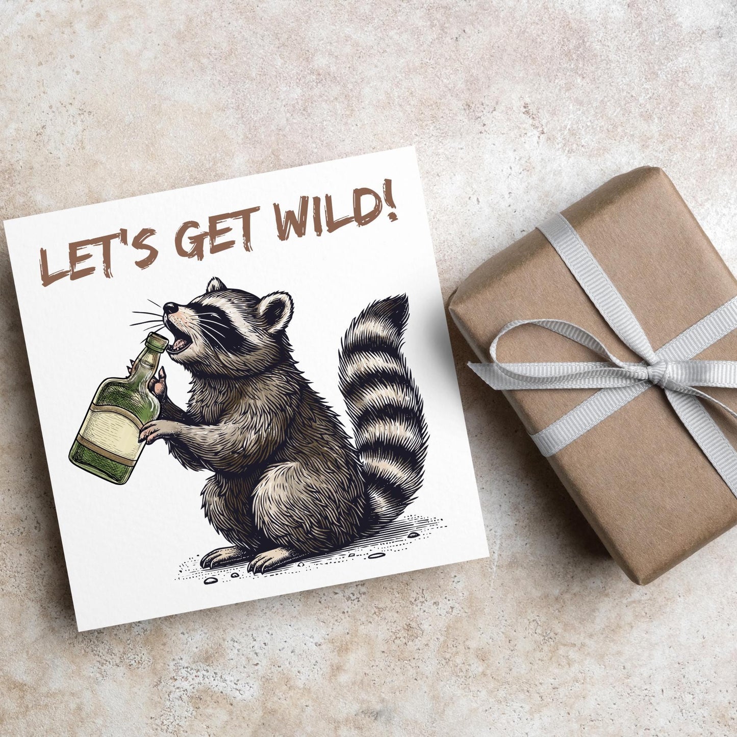 Party Raccoon Card, Fun Party Card, Raccoon Card, Animal Themed Birthday, Drinking Card, Funny Raccoon Lover Card, Any Occasion Card