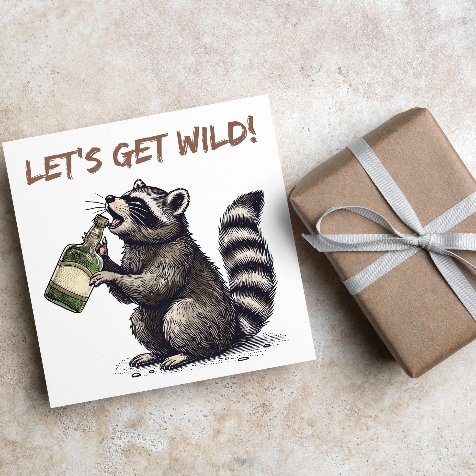 Party Raccoon Card, Fun Party Card, Raccoon Card, Animal Themed Birthday, Drinking Card, Funny Raccoon Lover Card, Any Occasion Card
