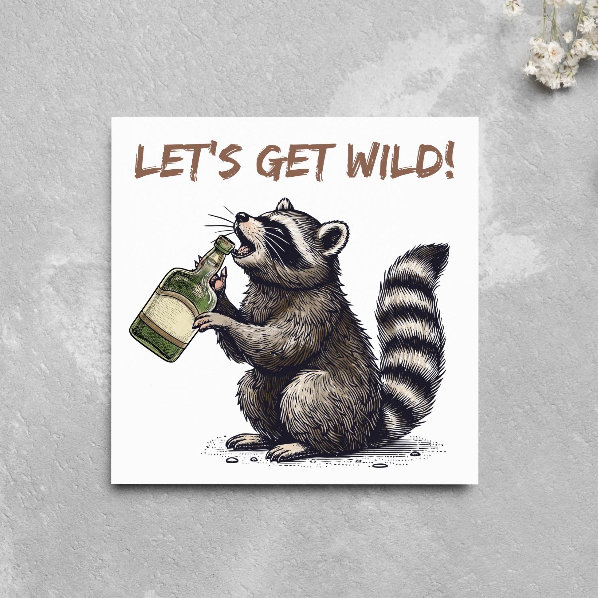 Party Raccoon Card, Fun Party Card, Raccoon Card, Animal Themed Birthday, Drinking Card, Funny Raccoon Lover Card, Any Occasion Card