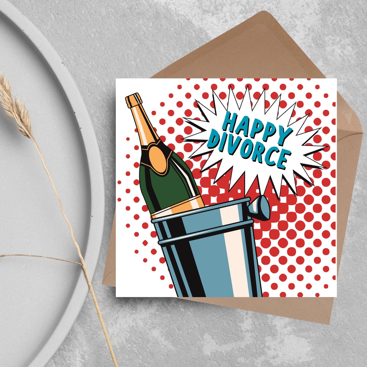 Pop Art Divorce Card: Bright, Bold, Modern Design