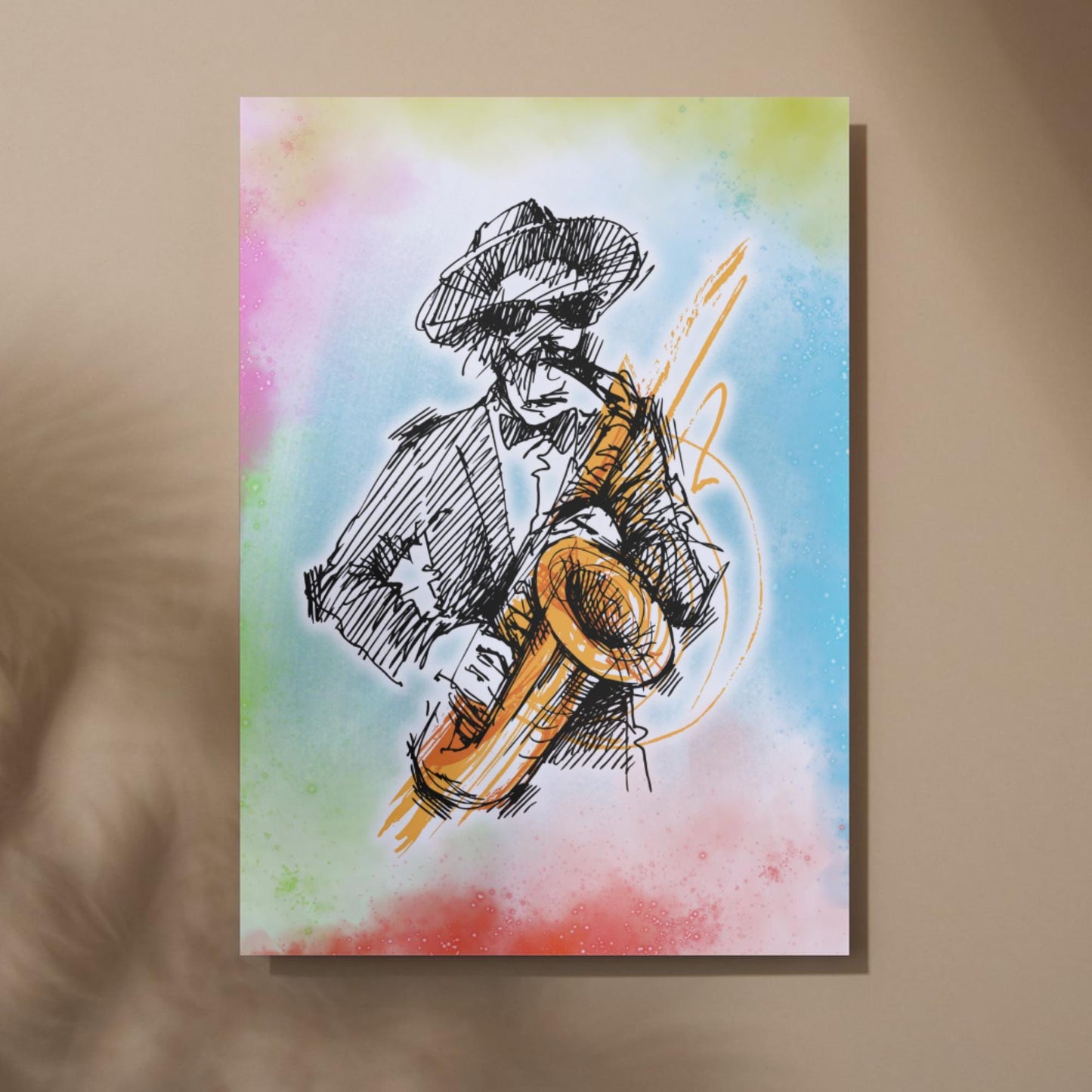 Musical Print, High Quality A4 Wall Art, Colourful Decor, Musician Decor, Poster Print, Music Art, Saxophone Art, Retro Wall Art Poster