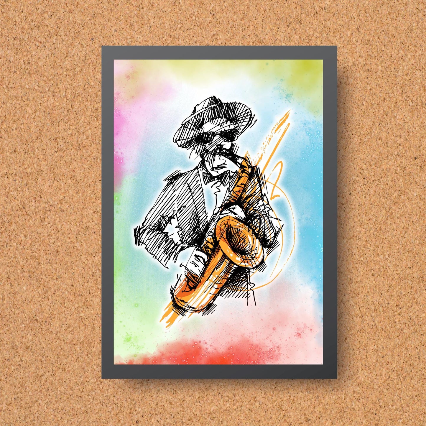 Musical Print, High Quality A4 Wall Art, Colourful Decor, Musician Decor, Poster Print, Music Art, Saxophone Art, Retro Wall Art Poster