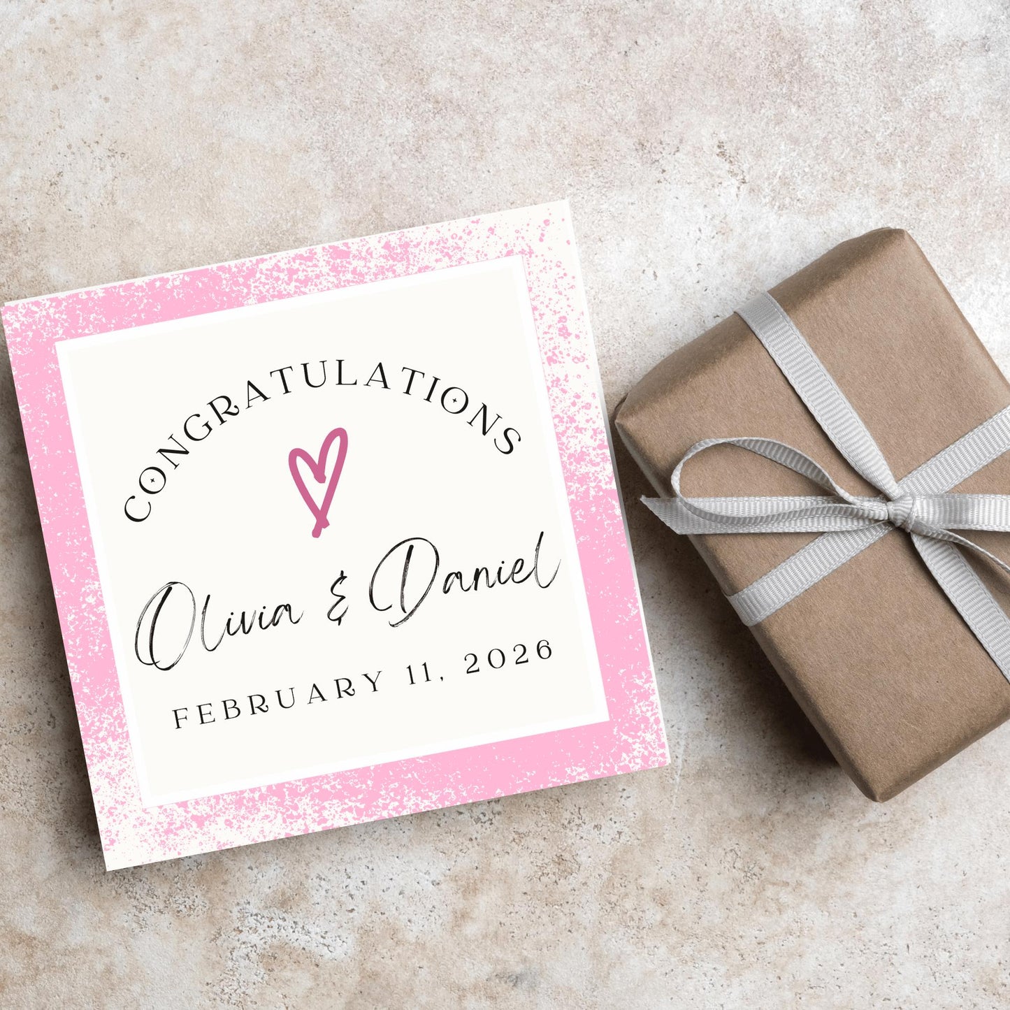 Personalised Wedding Congratulations Card, Wedding Day Card, Card for Couple, Customised Wedding Card, Name and Date Card, Wedding Gift