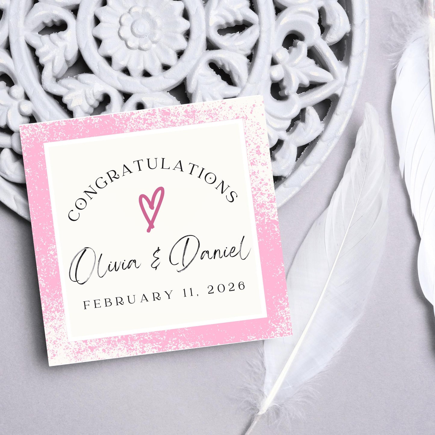 Personalised Wedding Congratulations Card, Wedding Day Card, Card for Couple, Customised Wedding Card, Name and Date Card, Wedding Gift