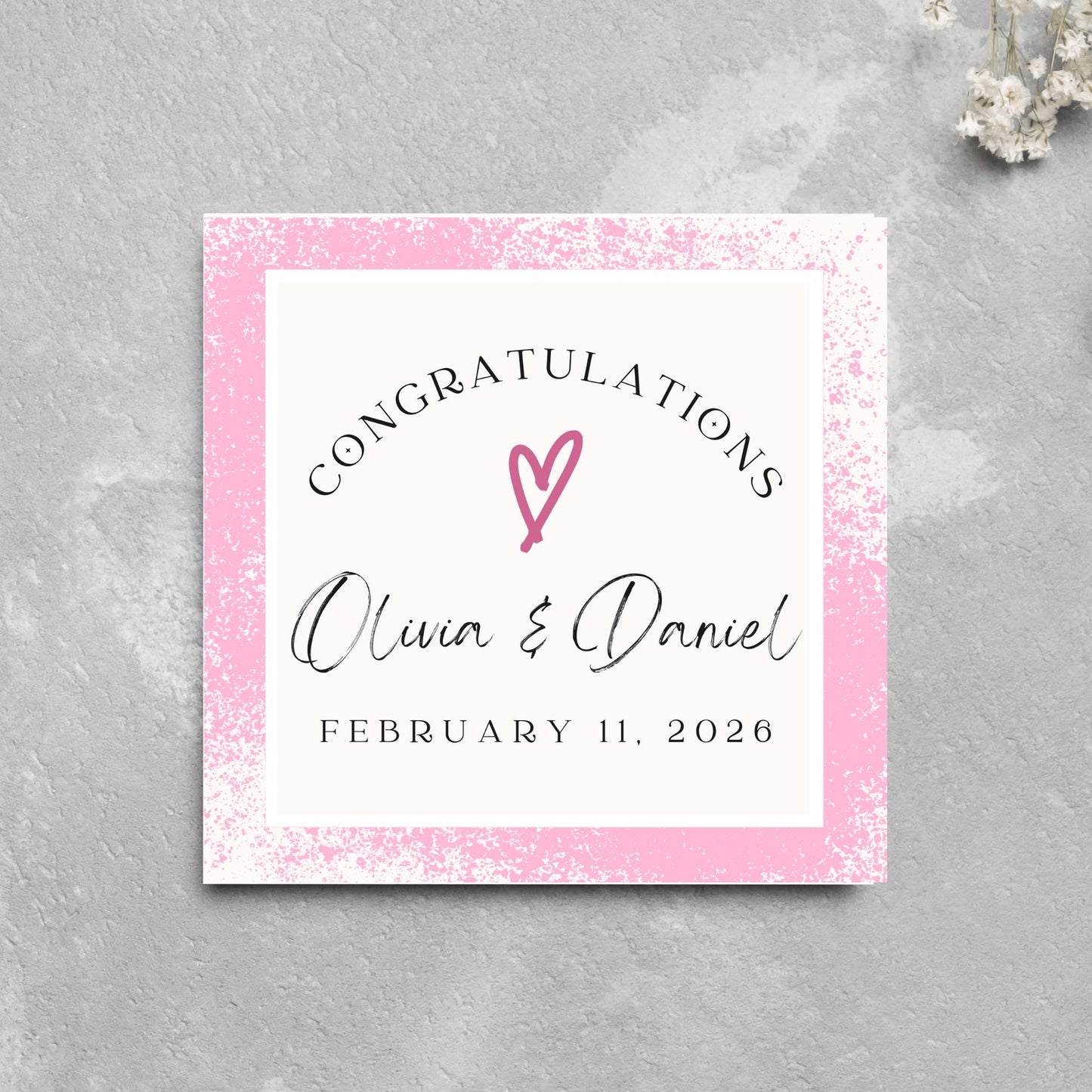 Personalised Wedding Congratulations Card, Wedding Day Card, Card for Couple, Customised Wedding Card, Name and Date Card, Wedding Gift